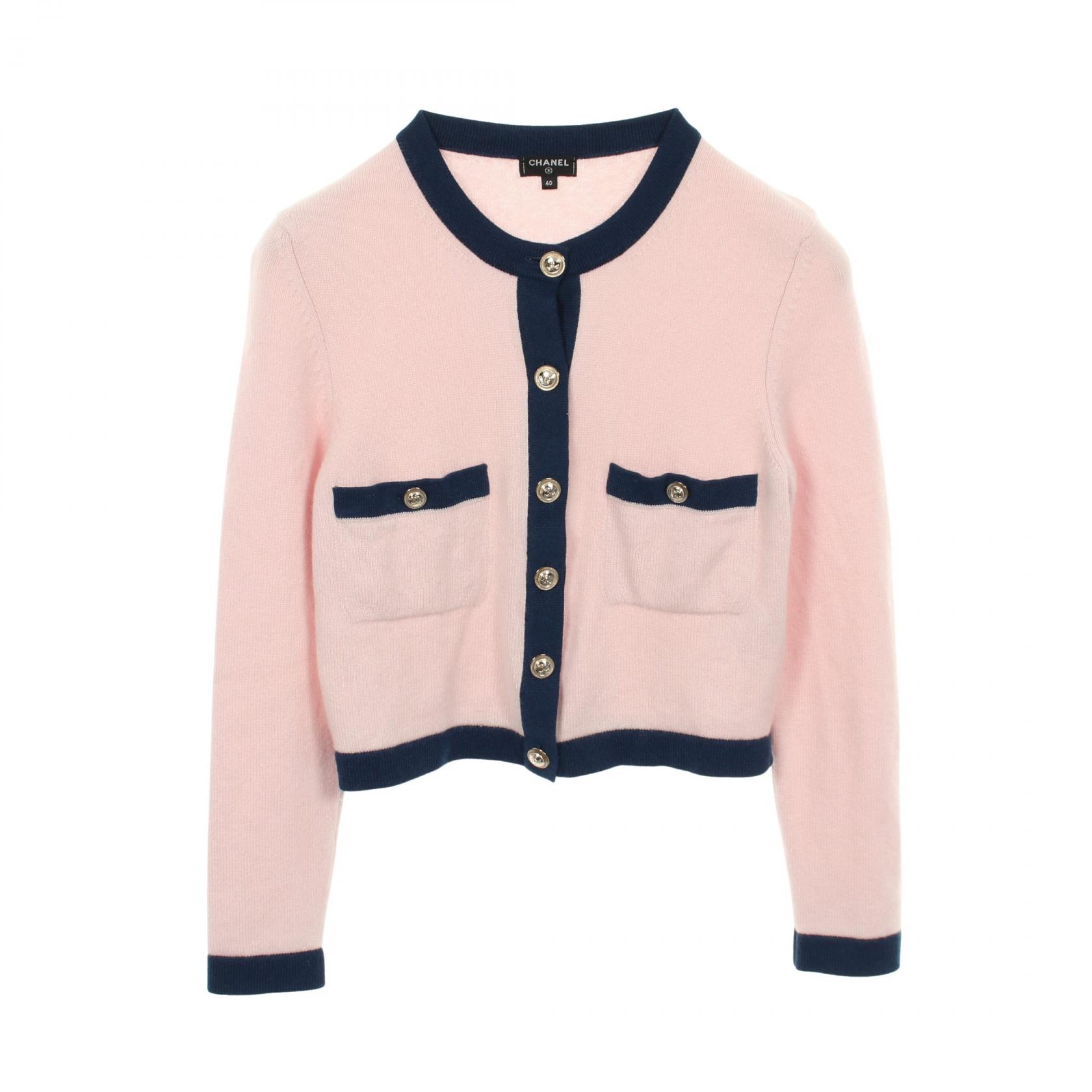 【SALE／2万円OFFクーポン】シャネル CHANEL ココマークボタン カーディガン 衣料品 トップス カシミヤ レディース ピンク系 / ネイビー系 P70368K10032 【中古】