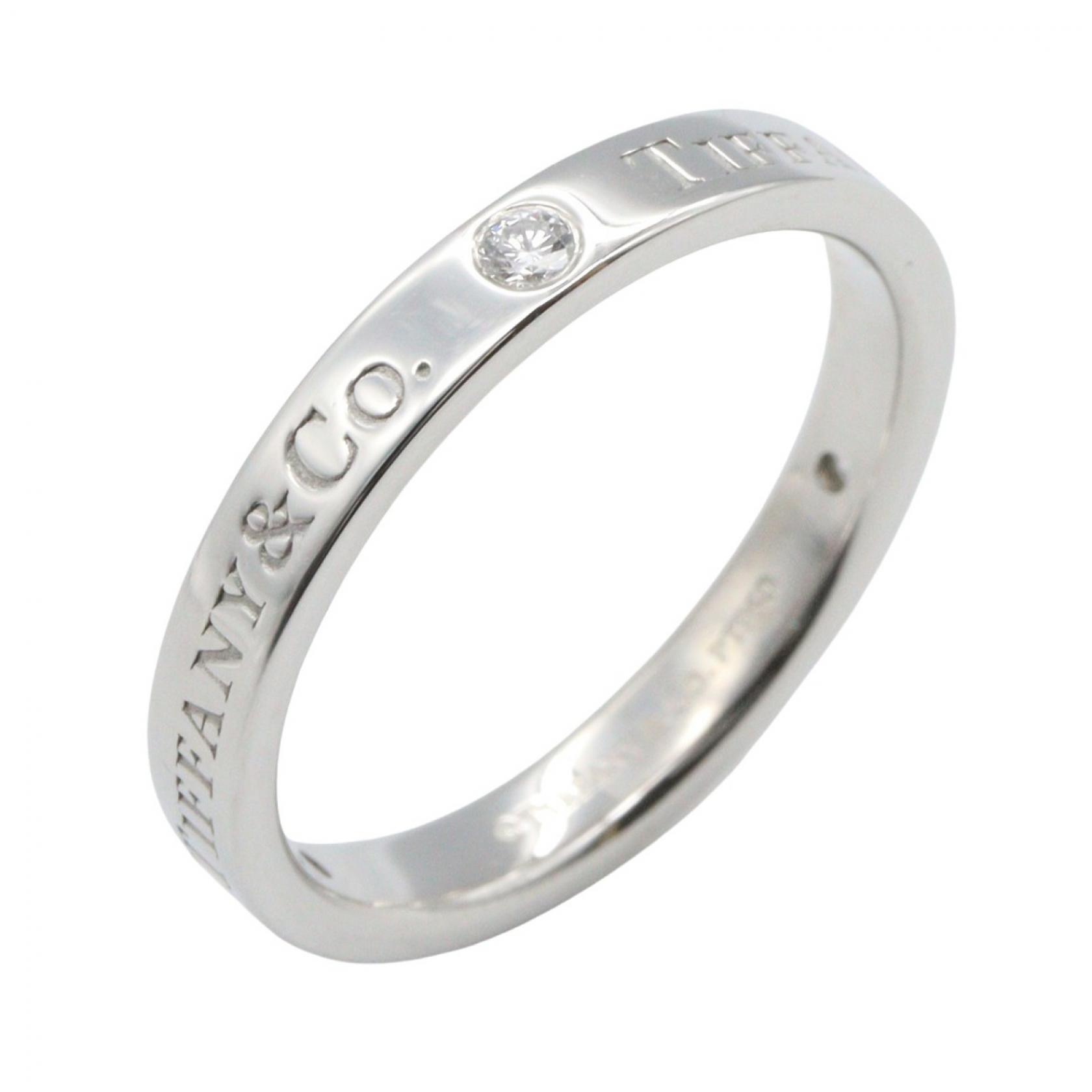 【ポイント5倍／～4/10(金)23:59】ティファニー TIFFANY＆CO フラット バンド 3PD リング リング・指輪 ジュエリー Pt950プラチナ ダイヤモンド レディース シルバー系 / クリア系 【中古】