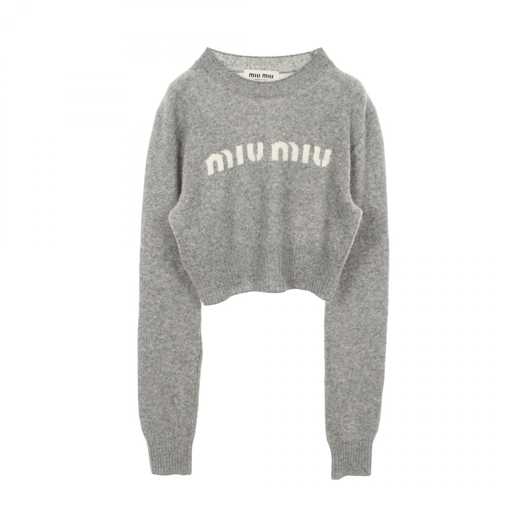 ≪10%OFFクーポン 7/19 20時~7/26 9:59≫ミュウ ミュウ Miu Miu ニット 衣料品 トップス ウール カシミヤ レディース グレー系 【中古】|Mike Museum