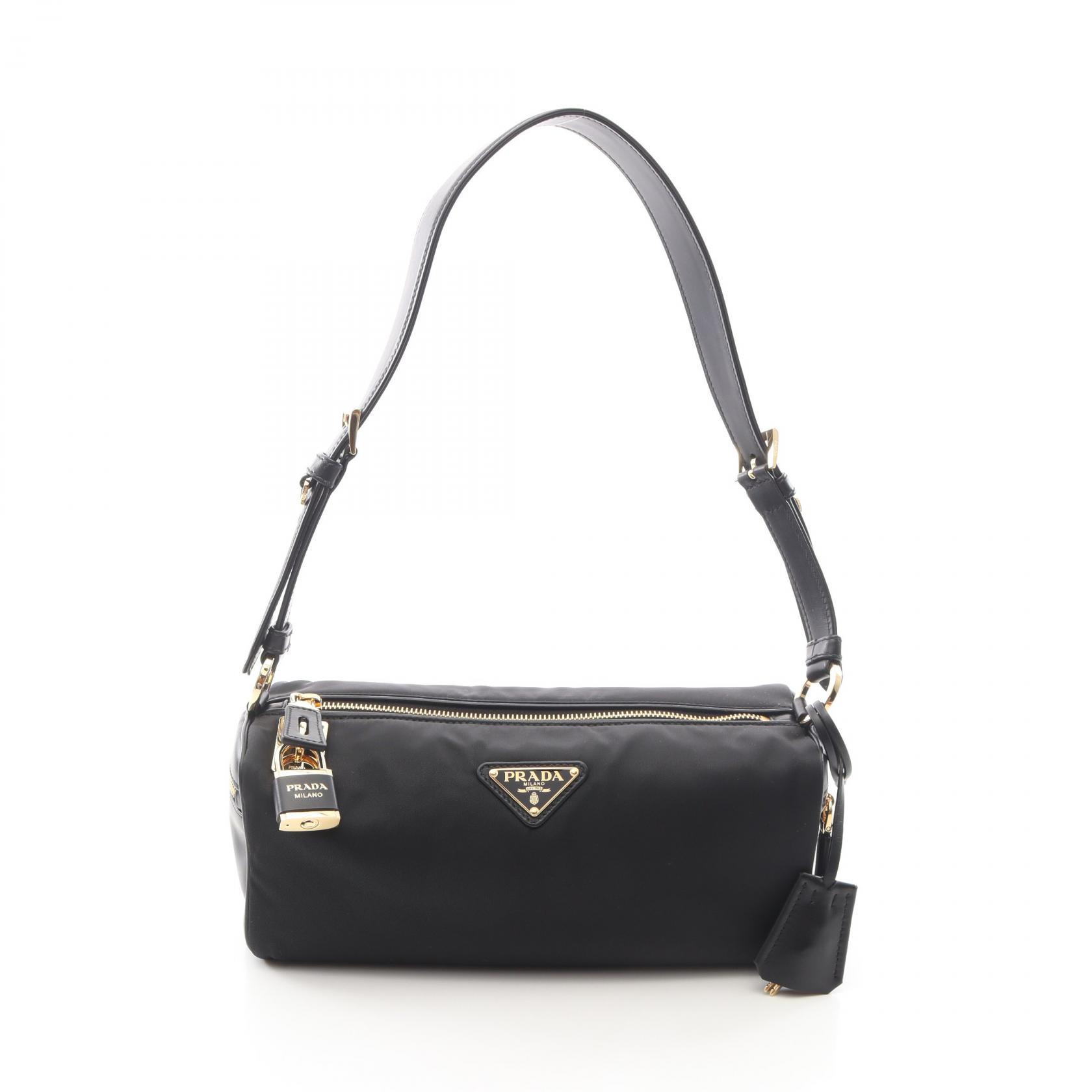 《全品5%クーポン×P5倍》プラダ PRADA TESSUTO + VITELLO ショルダーバッグ バッグ ナイロン レザー レディース ブラック系 1BC233ODO2C8QF0002 【新品】