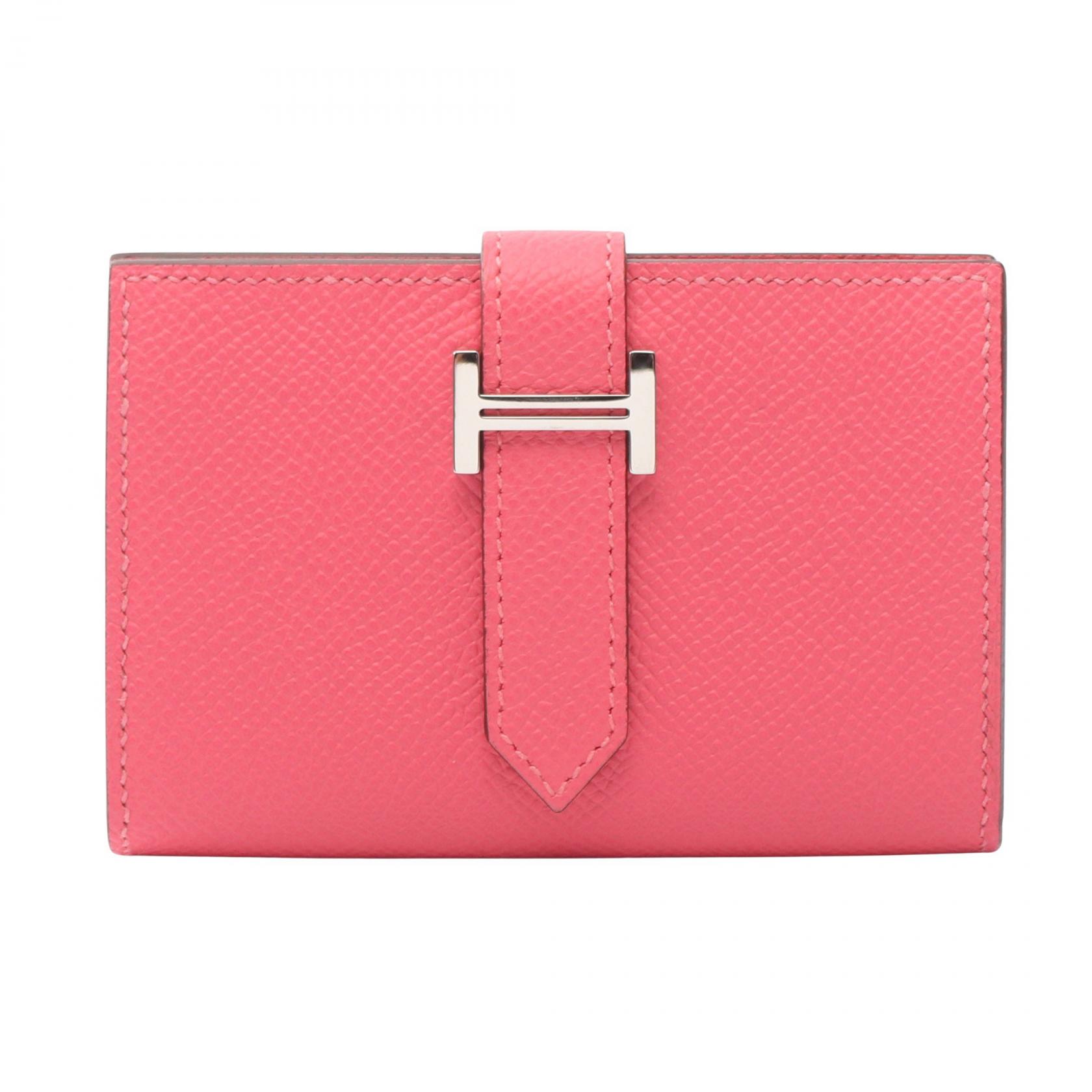 【15%OFFクーポン対象】エルメス HERMES ベアンミニ カードケース アクセサリー レザー ヴォーエプソン ヴォーエプソン レディース ピンク系 【中古】