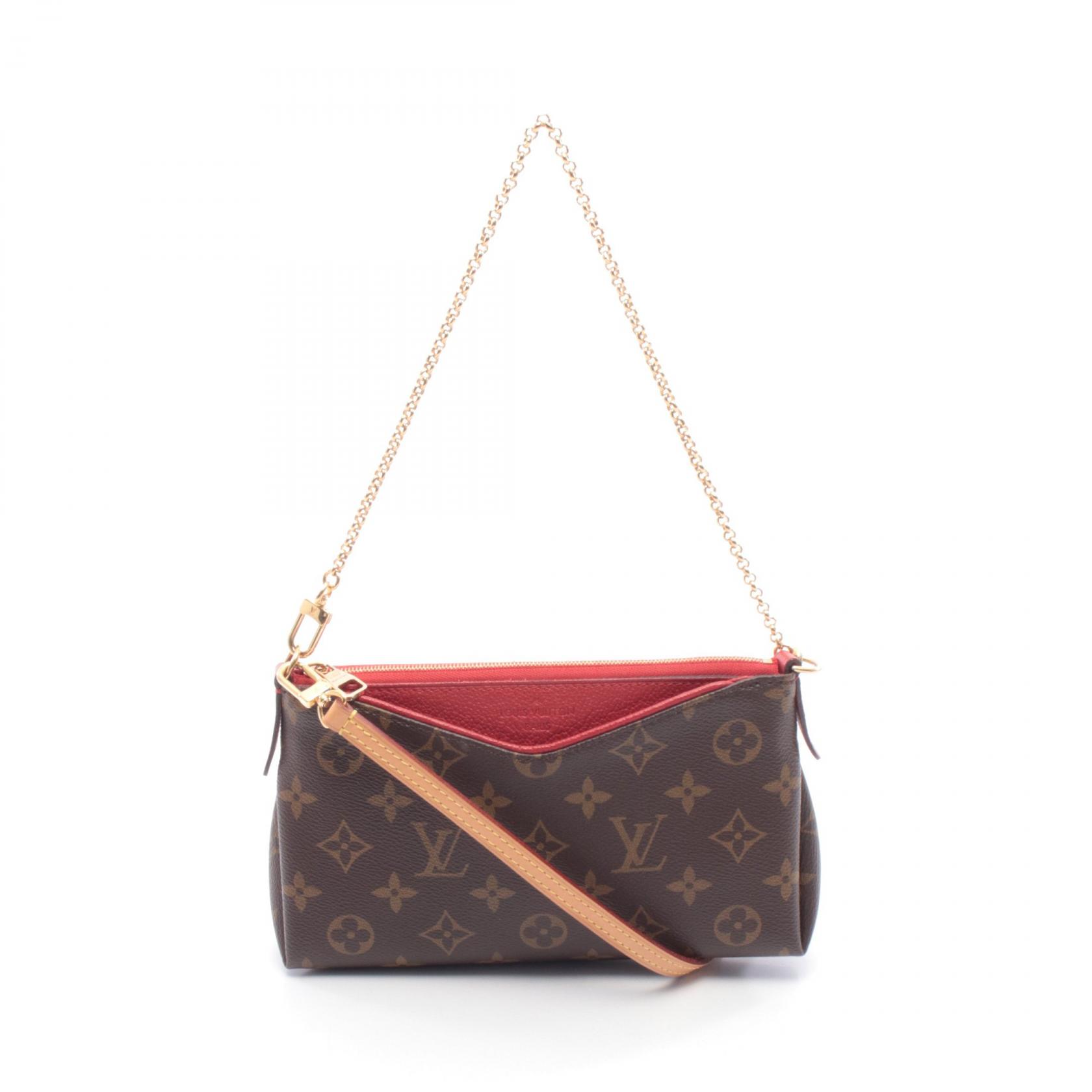 【15%OFFクーポン対象】ルイ・ヴィトン LOUIS VUITTON パラス クラッチ ハンドバッグ バッグ PVCコーティングキャンバス レザー モノグラム レディース ブラウン系 / レッド系 M41638 【中古】