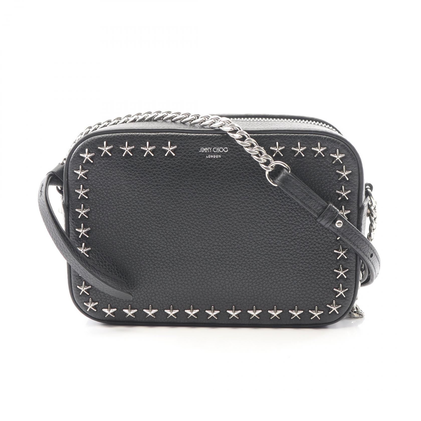 《全品5%クーポン×P5倍》ジミーチュウ JIMMY CHOO LULLABY ショルダーバッグ バッグ レザー レディース ブラック系 【中古】