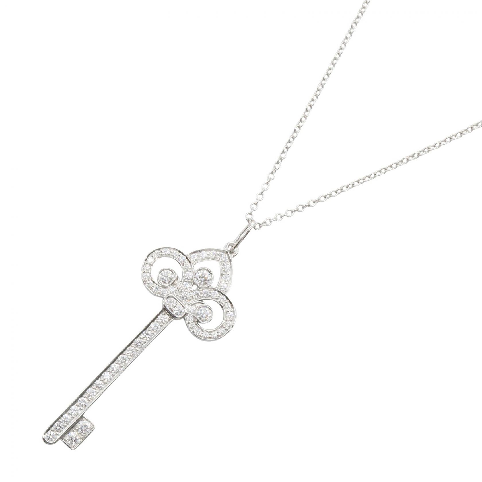 【SALE/10%OFFクーポン】ティファニー TIFFANY&CO フルールドリス キーペンダント ダイヤ ネックレス ジュエリー Pt950プラチナ ダイヤモンド レディース シルバー系 GRP09483 【中古】