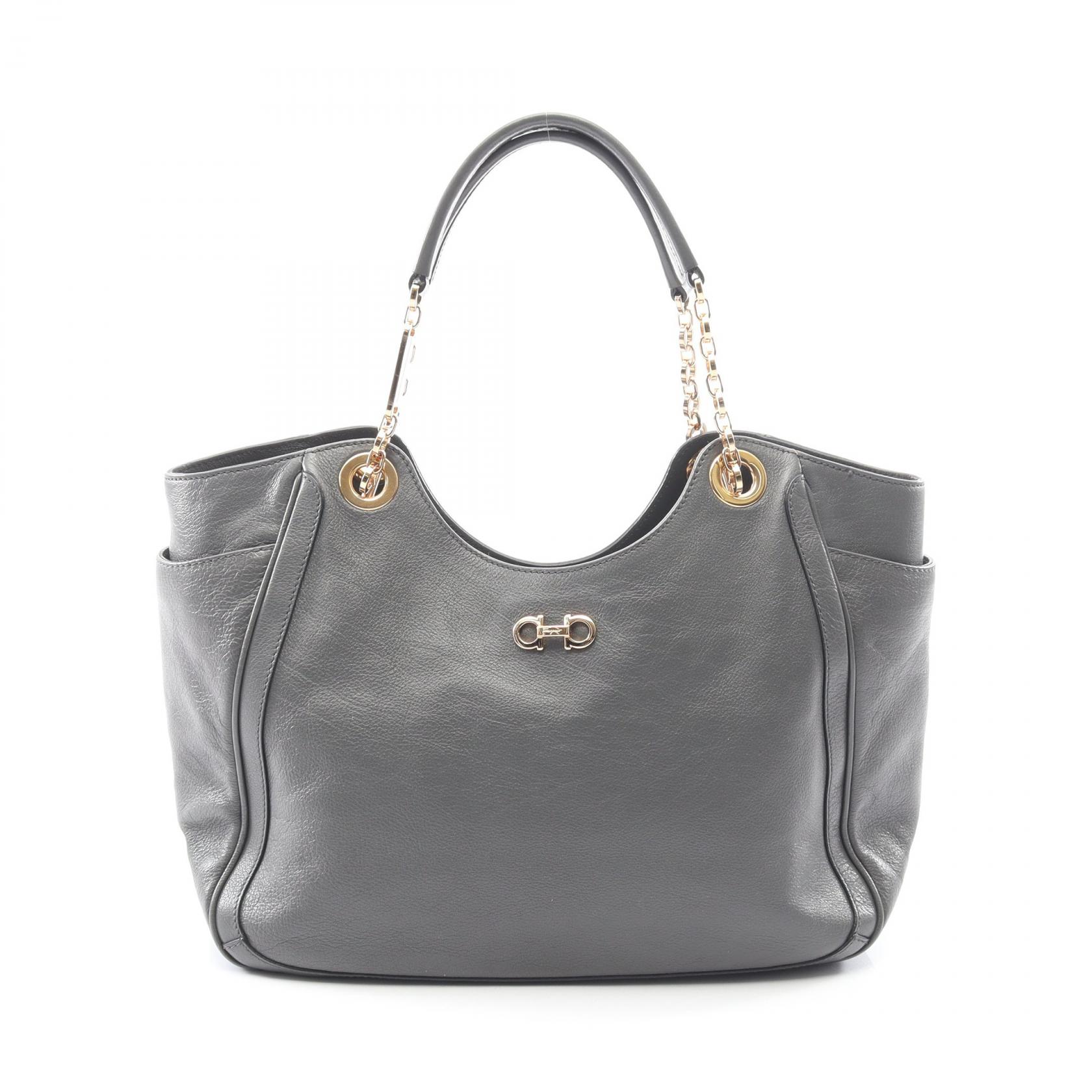 【SALE／5千円OFFクーポン】サルヴァトーレフェラガモ Salvatore Ferragamo ダブルガンチーニ トートバッグ バッグ レザー レディース グレー系 21 B974 【中古】