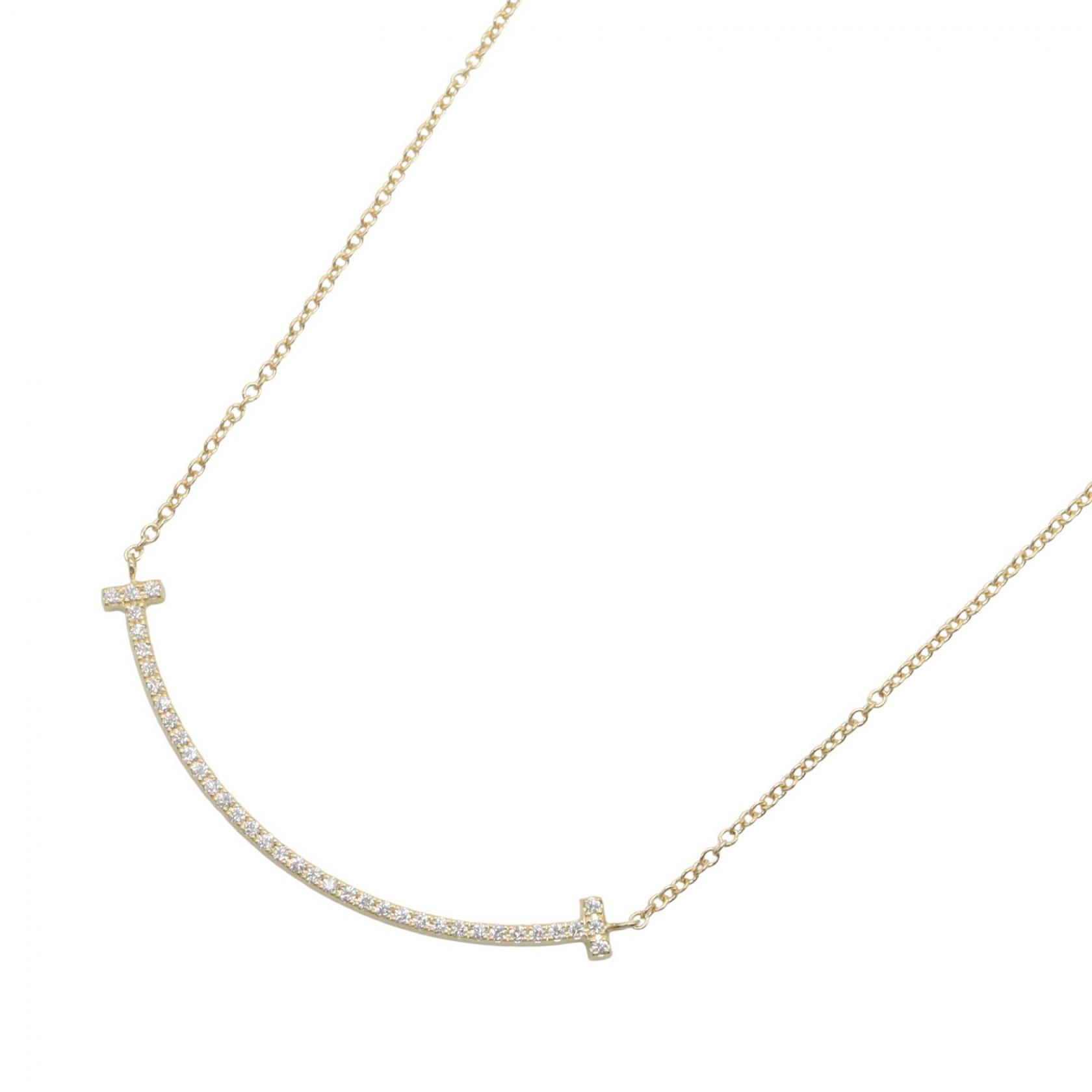 ≪10%OFFクーポン 7/19 20時～7/26 9:59≫ティファニー TIFFANY＆CO Tスマイル スモール ダイヤ ネックレス ネックレス ジュエリー K18（イエローゴールド） ダイヤモンド レディース ゴールド系 / クリア系 63058815 【中古】｜Mike Museum
