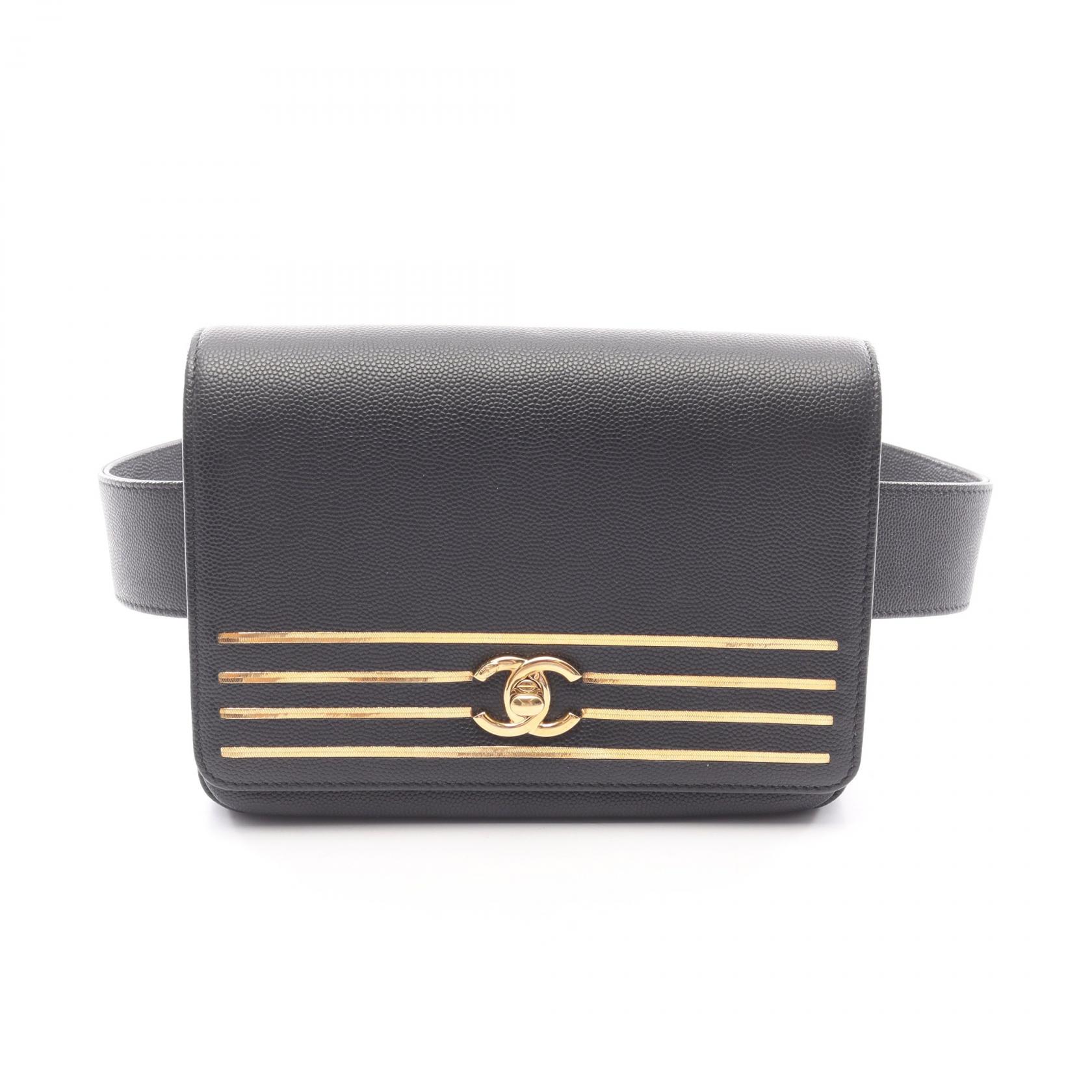 【15%OFFクーポン対象】シャネル CHANEL ココマーク ウエストバッグ バッグ カーフ（牛革） レディース ブラック系 【中古】