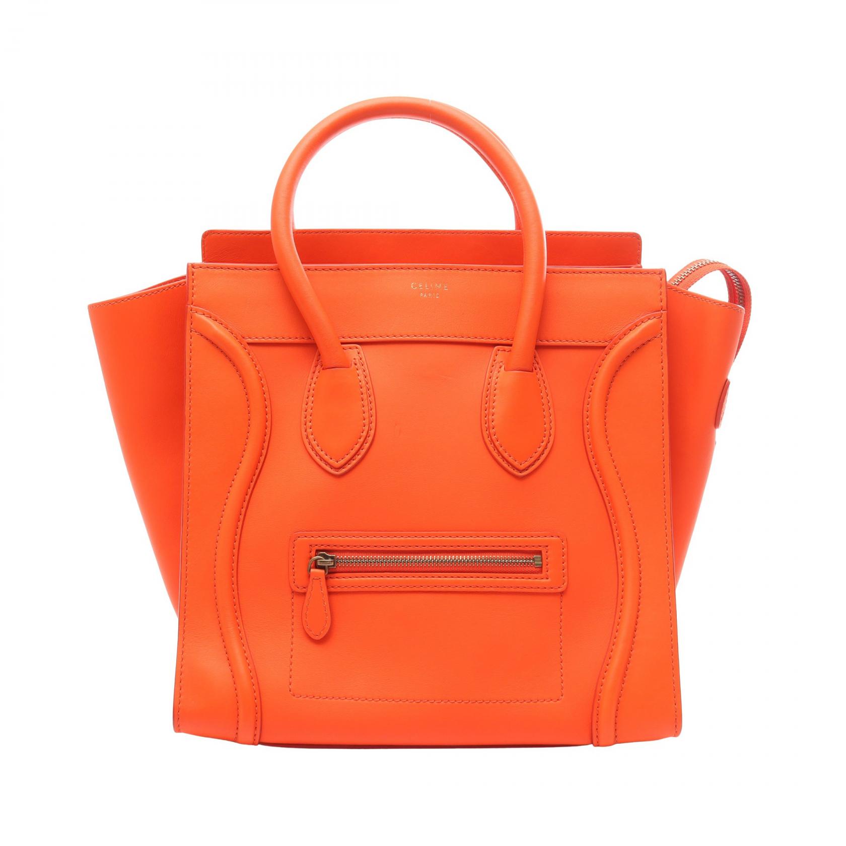 【SALE／1万円OFFクーポン】セリーヌ CELINE ラゲージ ミニショッパー ハンドバッグ バッグ レザー レディース レッド系 【中古】