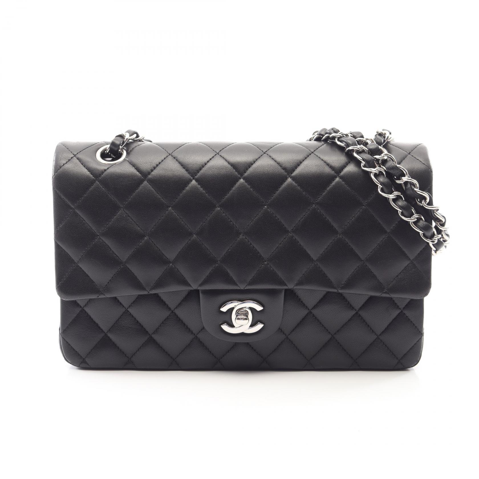 【SALE／10%OFFクーポン】シャネル CHANEL マトラッセ Wフラップ ショルダーバッグ バッグ ラムスキン（羊革） レディース ブラック系 A01112 【中古】