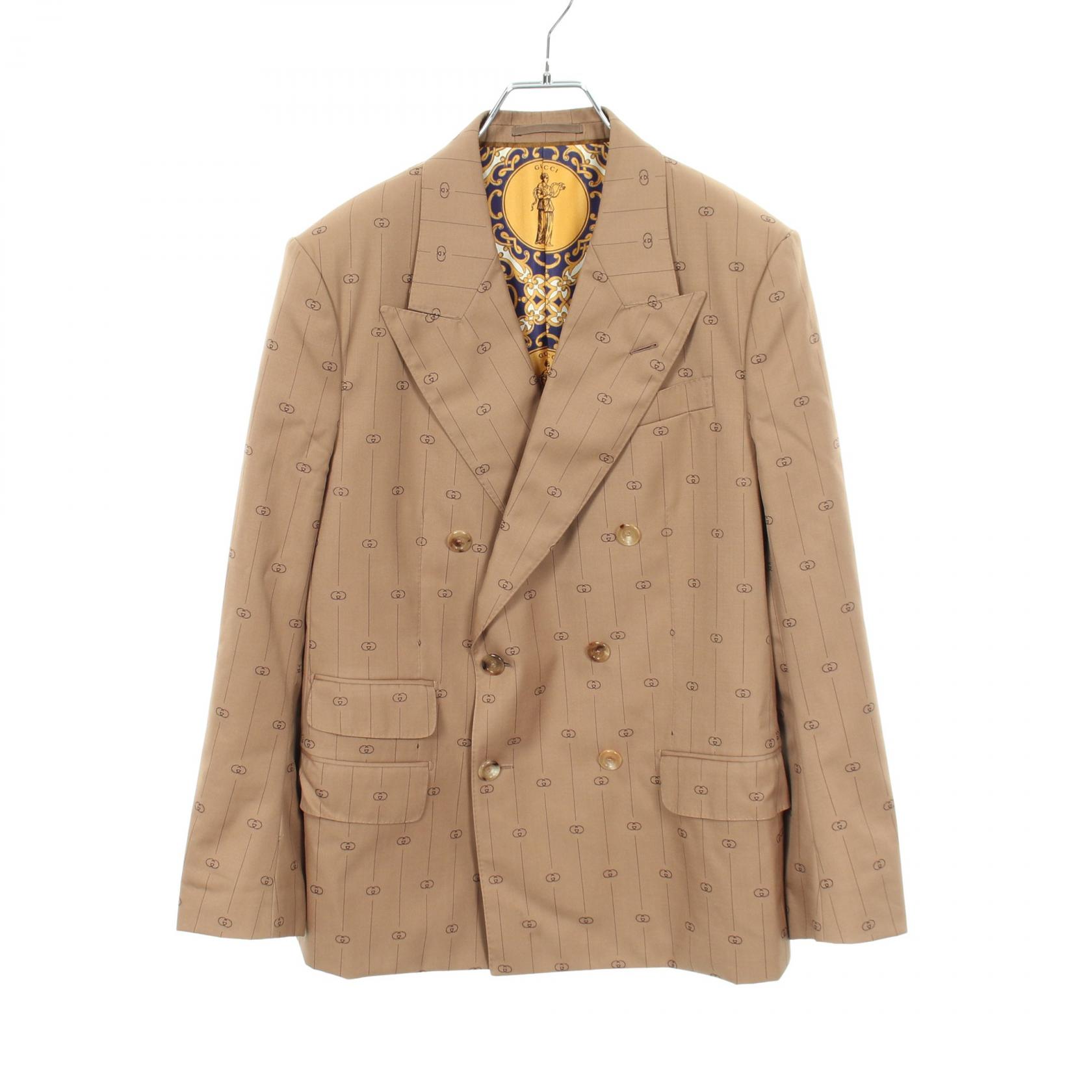 《全品5%クーポン×P5倍》グッチ GUCCI テーラードジャケット 衣料品 アウター ウール メンズ ブラウン系 595425 【中古】