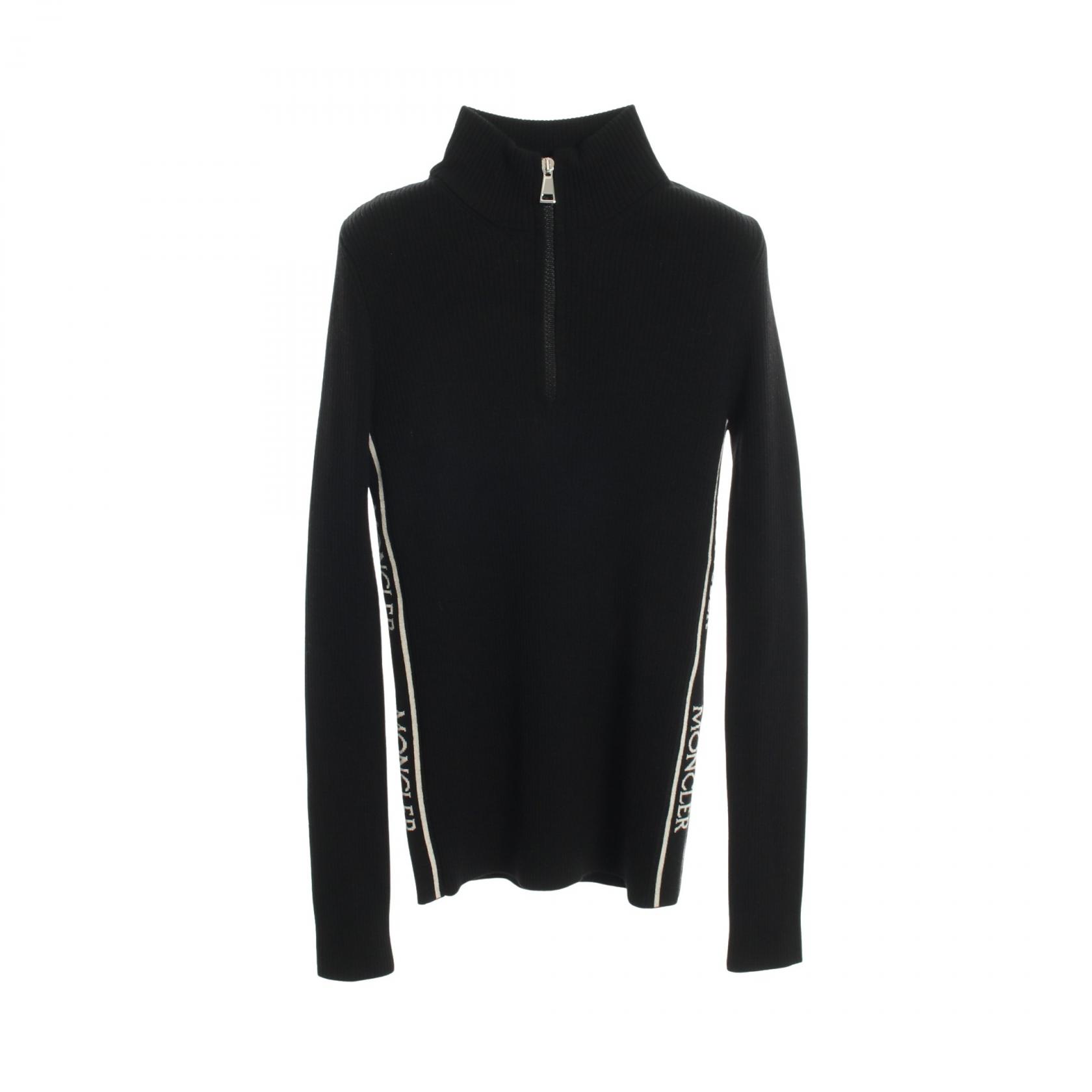 ≪10%OFFクーポン 7/19 20時~7/26 9:59≫モンクレール MONCLER ハーフジップ ニット 衣料品 トップス ウール レディース ブラック系 9F00001 【中古】|Mike Museum