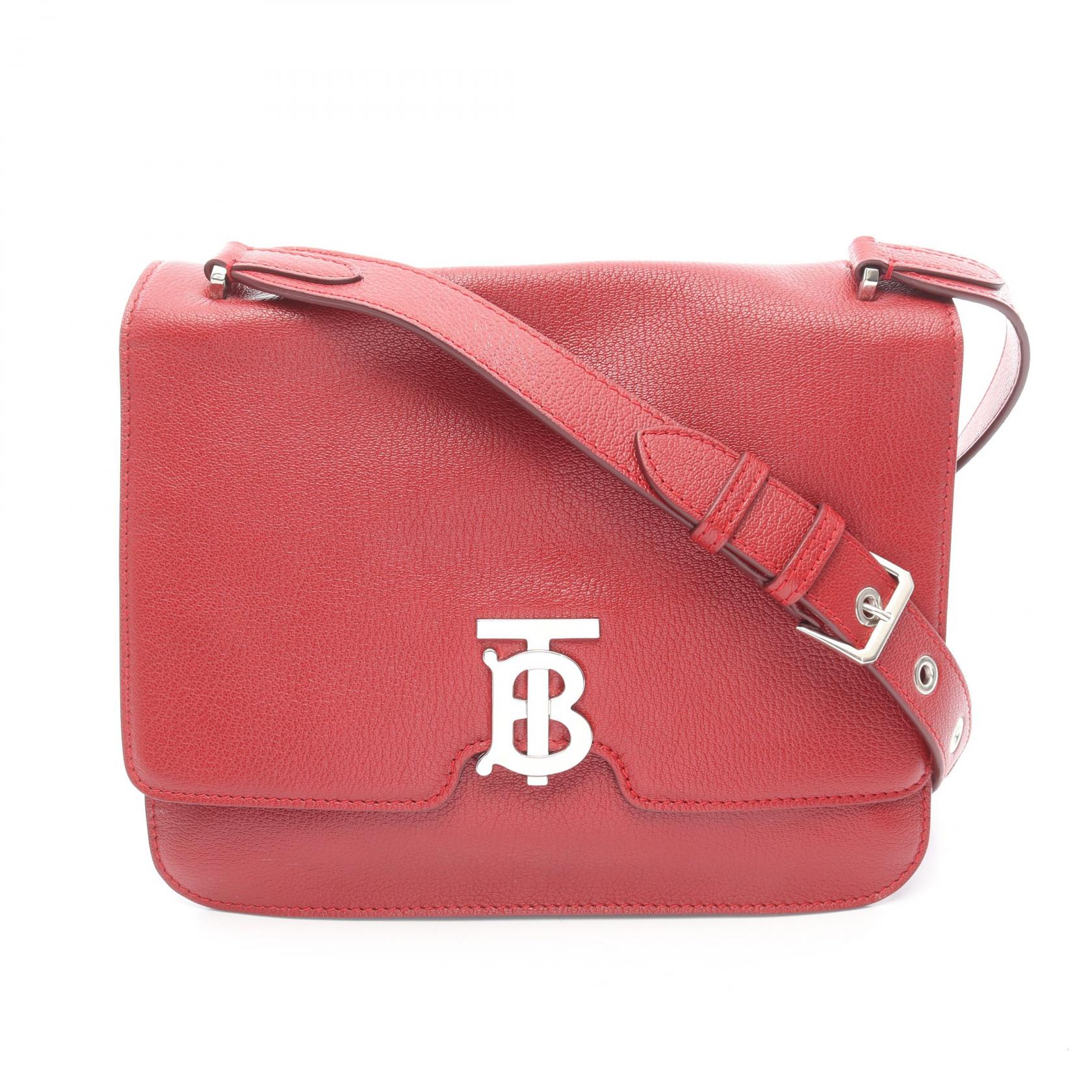 バーバリー BURBERRY TBロゴ ショルダーバッグ バッグ レザー レディース レッド系 【中古】