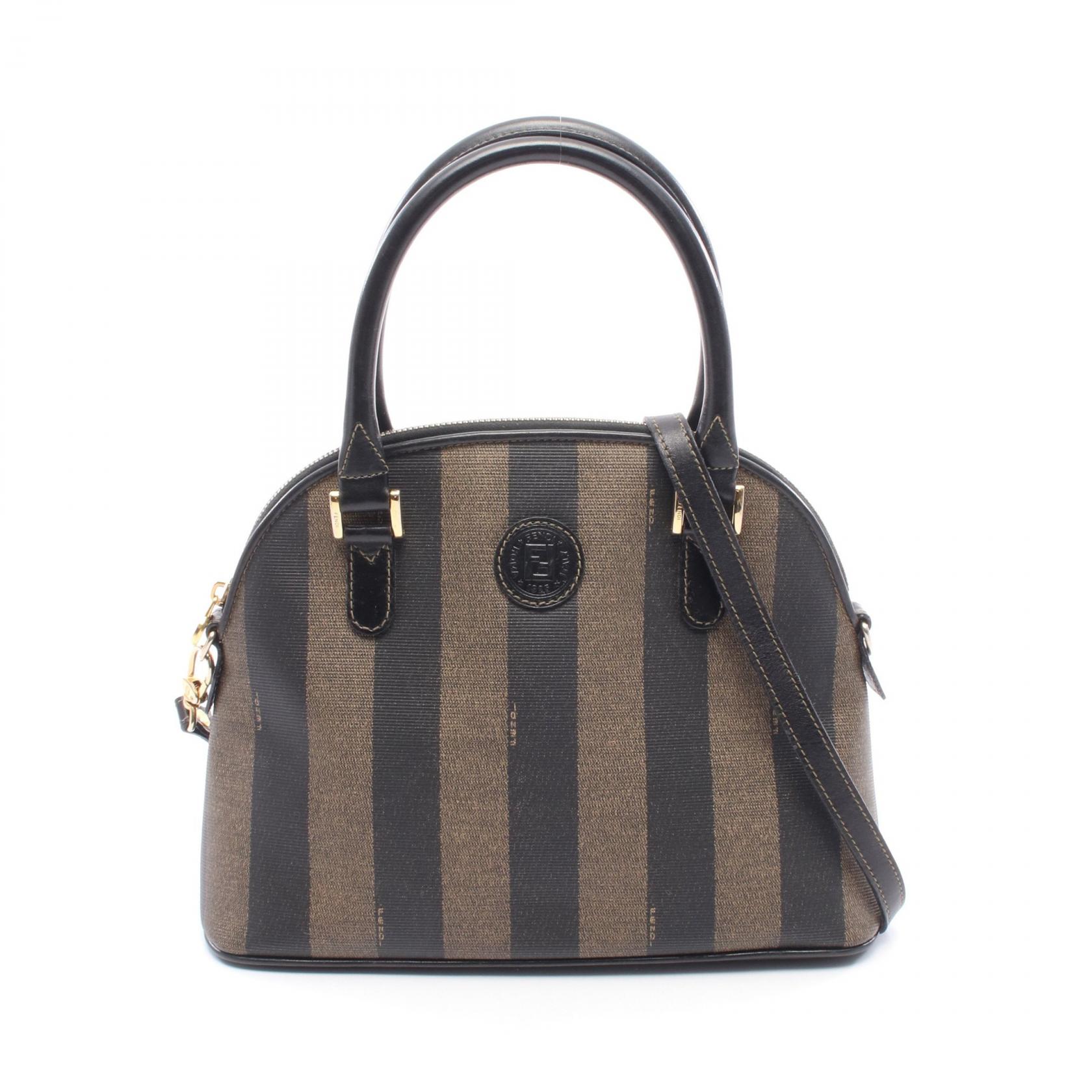 ≪15%OFFクーポン 7/19 20時～7/26 9:59≫フェンディ FENDI ペカン 2WAY ショルダーバッグ バッグ PVCコーティングキャンバス レザー レディース ブラウン系 / ブラック系 【中古】｜Mike Museum
