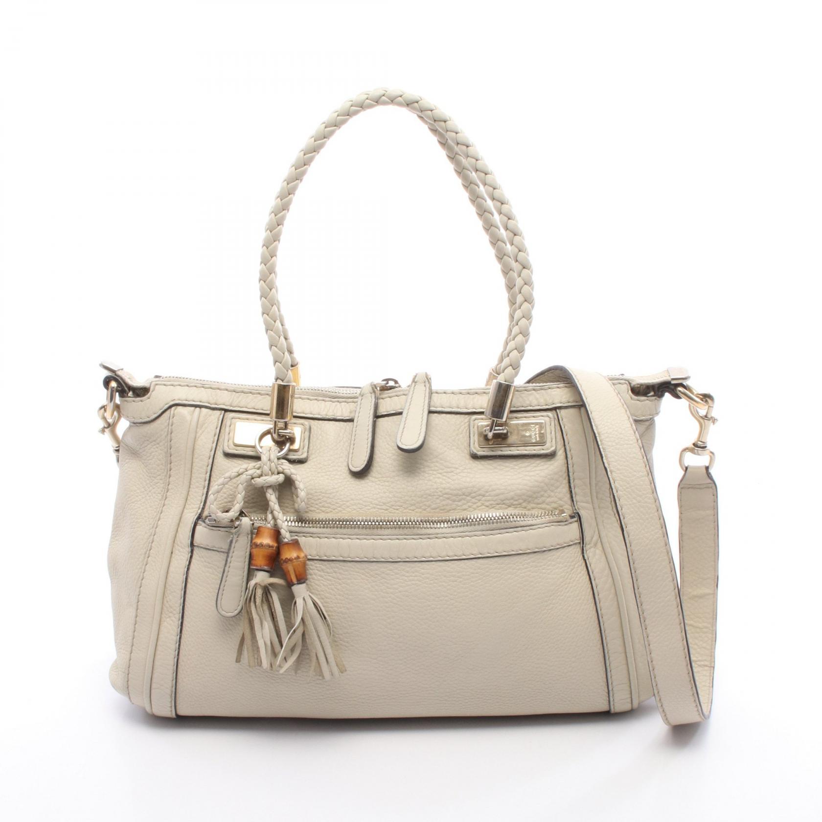 グッチ GUCCI ベラ バンブー 2WAY トートバッグ バッグ レザー レディース ホワイト系 282300 【中古】