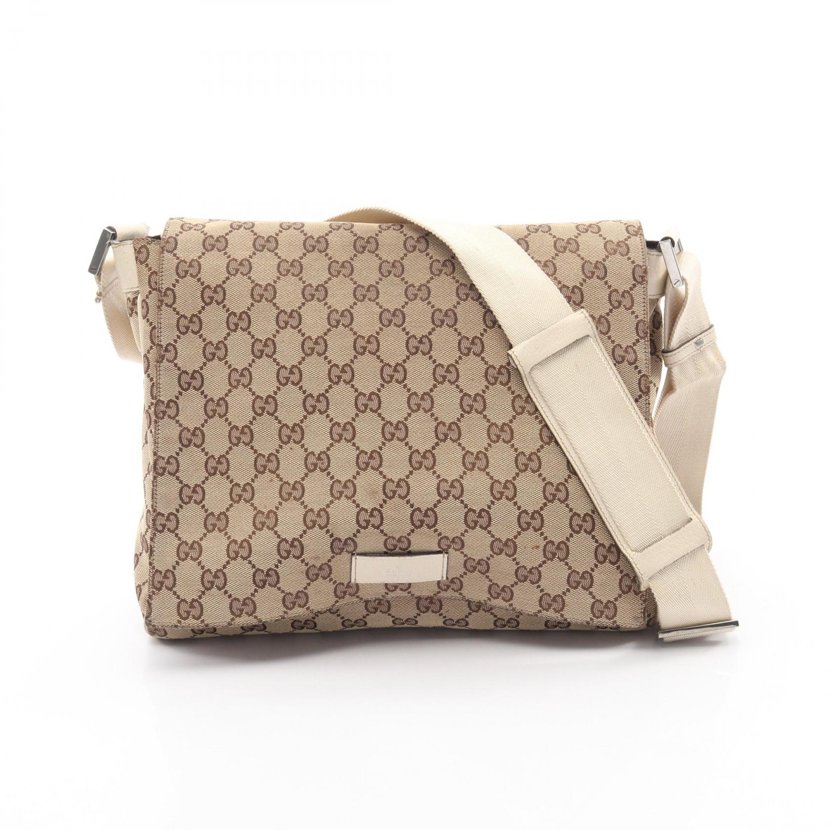 【ポイント5倍／～4/10(金)23:59】グッチ GUCCI GGキャンバス ショルダーバッグ バッグ キャンバス レザー レディース ベージュ系 / アイボリー系 146236 【中古】