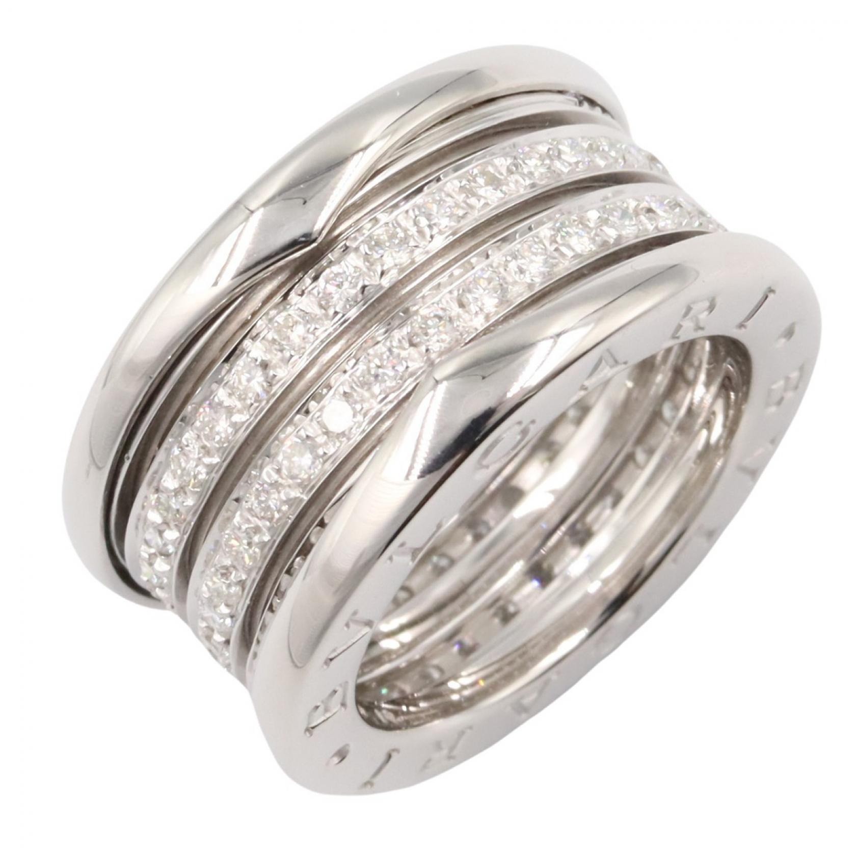 【15%OFFクーポン対象】ブルガリ BVLGARI B-zero1 ビーゼロワン リング 4バンド リング・指輪 ジュエリー K18WG（ホワイトゴールド） ダイヤモンド レディース シルバー系 / クリア系 【中古】