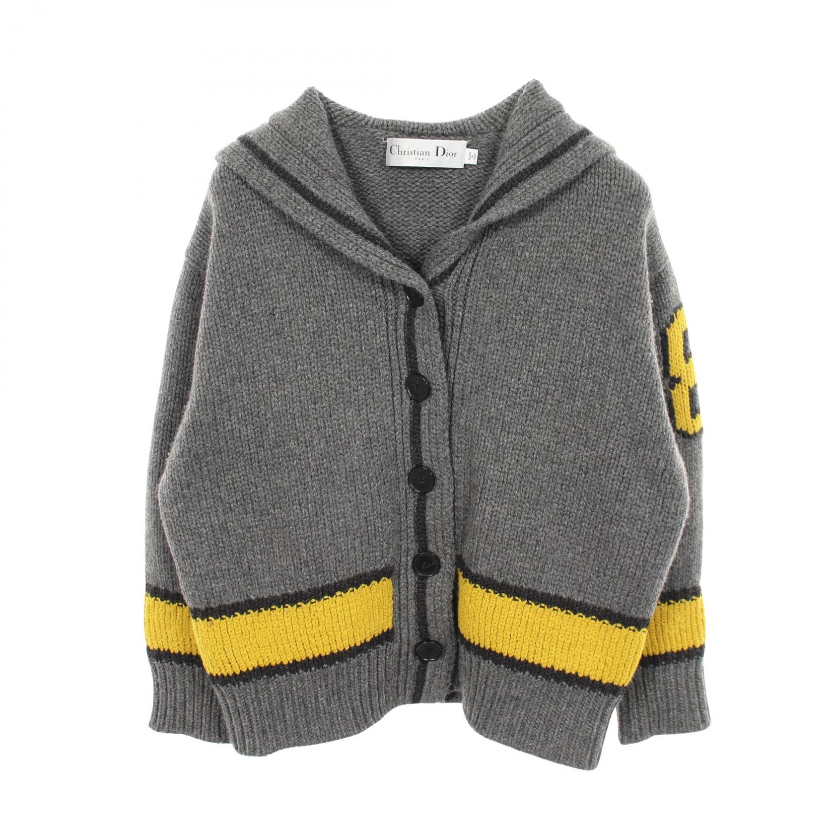 【20%OFFクーポン対象】ディオール Dior 22AW セーラーカラー スター ロゴ カーディガン 衣料品 トップス ウール レディース グレー系 / イエロー系 【中古】