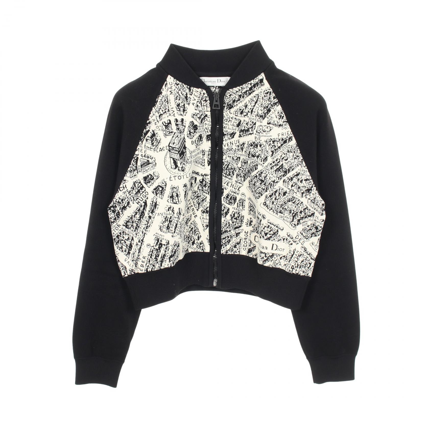 【SALE／10%OFFクーポン】ディオール Dior Plan de Paris クロップド ブルゾン 衣料品 アウター ビスコース / ポリエステル レディース ブラック系 / ホワイト系 【中古】