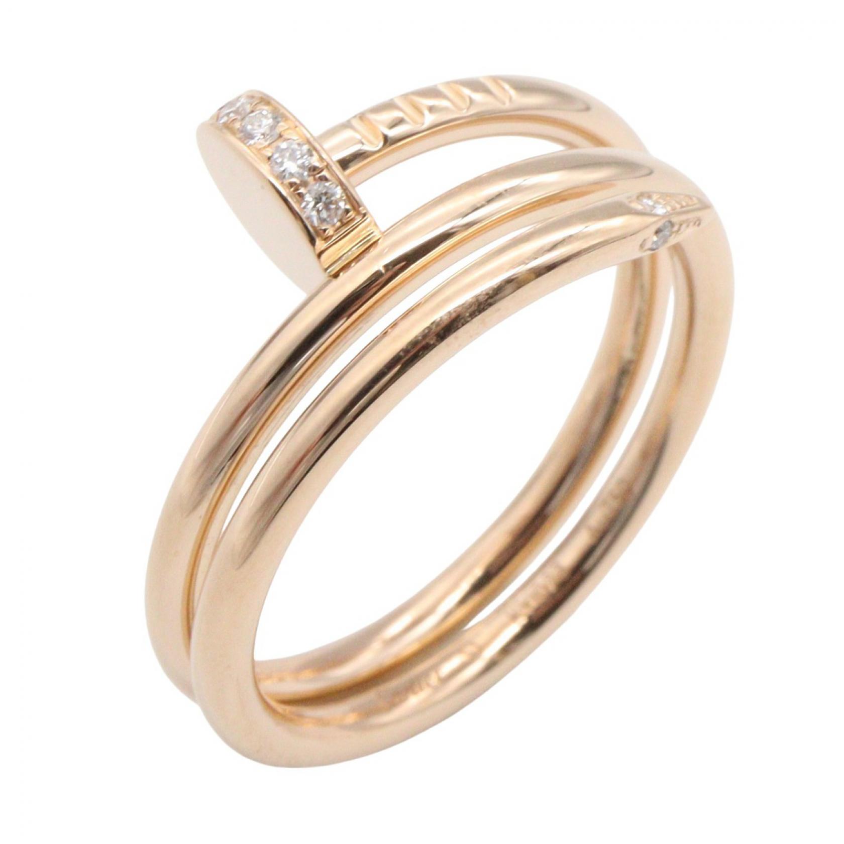 ≪10%OFFクーポン 7/19 20時～7/26 9:59≫カルティエ CARTIER ジュストアンクル ダブル ダイヤ リング リング・指輪 ジュエリー K18PG（ピンクゴールド） ダイヤモンド レディース ゴールド系 / クリア系 【中古】｜Mike Museum