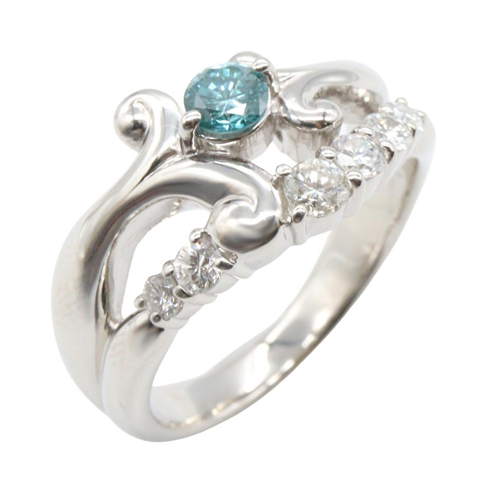 《全品5%クーポン×P5倍》ジュエリー JEWELRY ダイヤモンド リング リング・指輪 ジュエリー Pt900プラチナ ダイヤモンド レディース シルバー系 / ブルー系 / クリア系 ﾀﾞｲﾔ 10.3g 【中古】