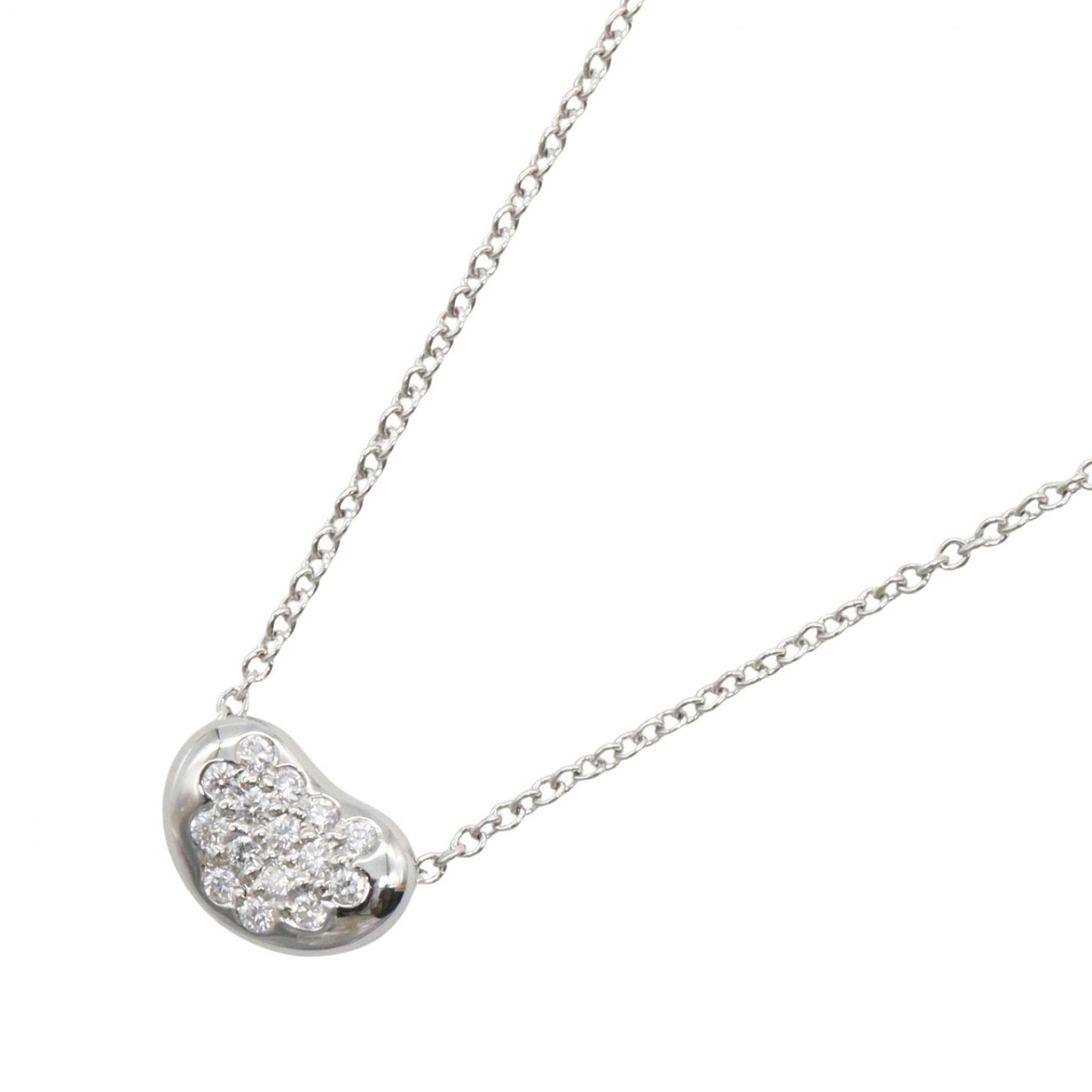 【SALE/2万円OFFクーポン】ティファニー TIFFANY&CO ビーン ダイヤ ネックレス ネックレス ジュエリー Pt950プラチナ ダイヤモンド レディース シルバー系 / クリア系 【中古】