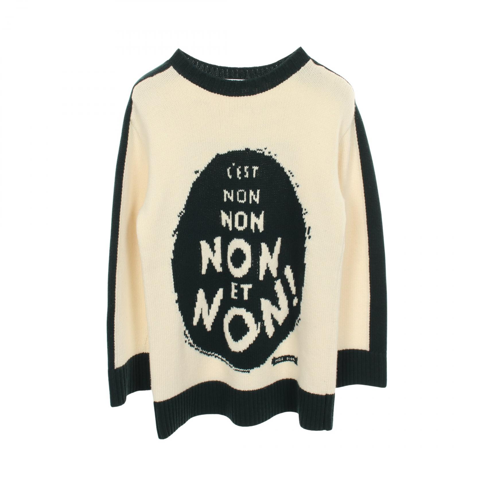 【SALE／1万円OFFクーポン】ディオール Dior J'ADIOR8 NON NON NON ET NON! ニット 衣料品 トップス ウール カシミヤ レディース アイボリー系 / グリーン系 854S19AM019 【中古】