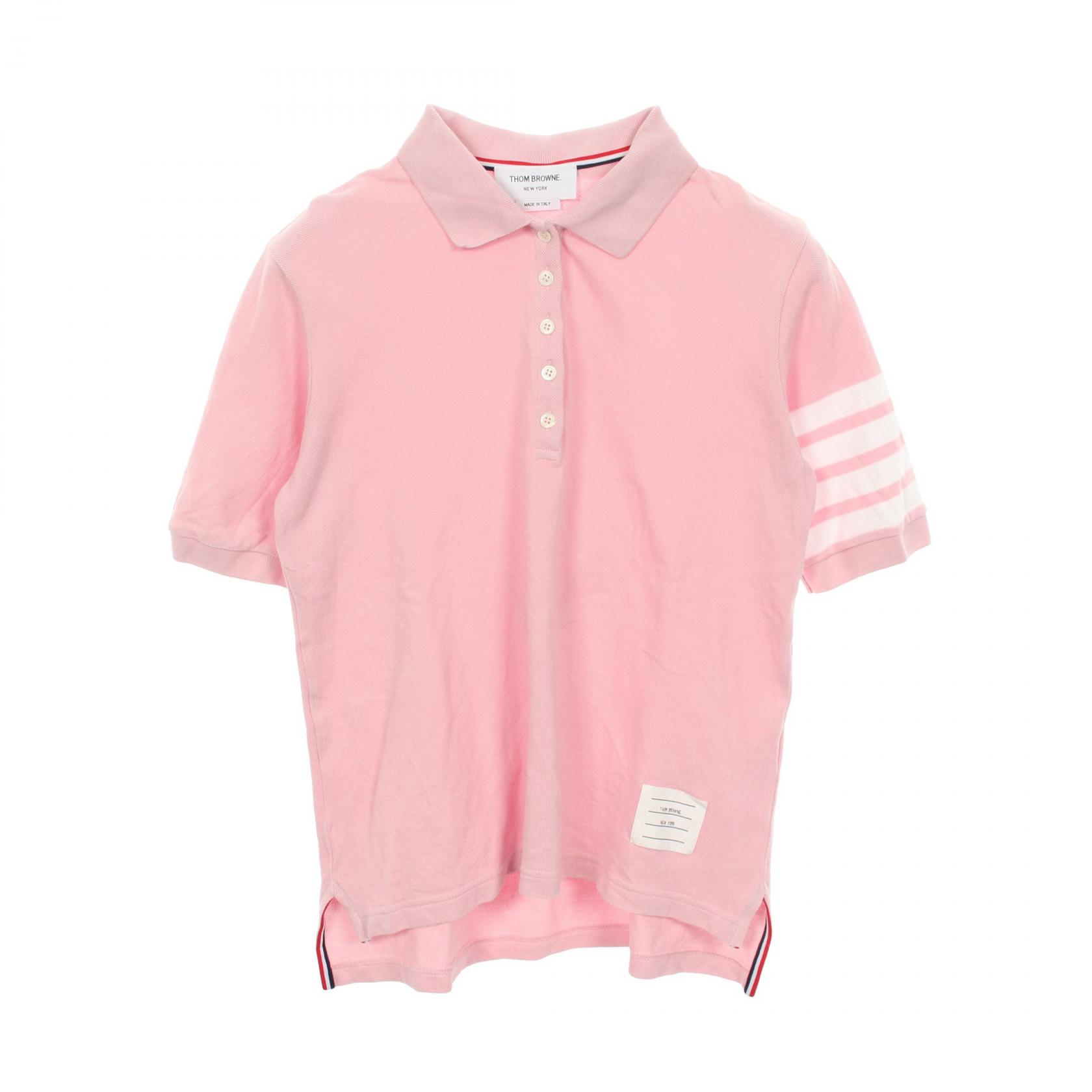 ≪2千円OFFクーポン 7/19 20時～7/26 9:59≫トムブラウン THOM BROWNE 4BAR クラシックピケ ポロシャツ 衣料品 トップス コットン レディース ピンク系 【中古】｜Mike Museum