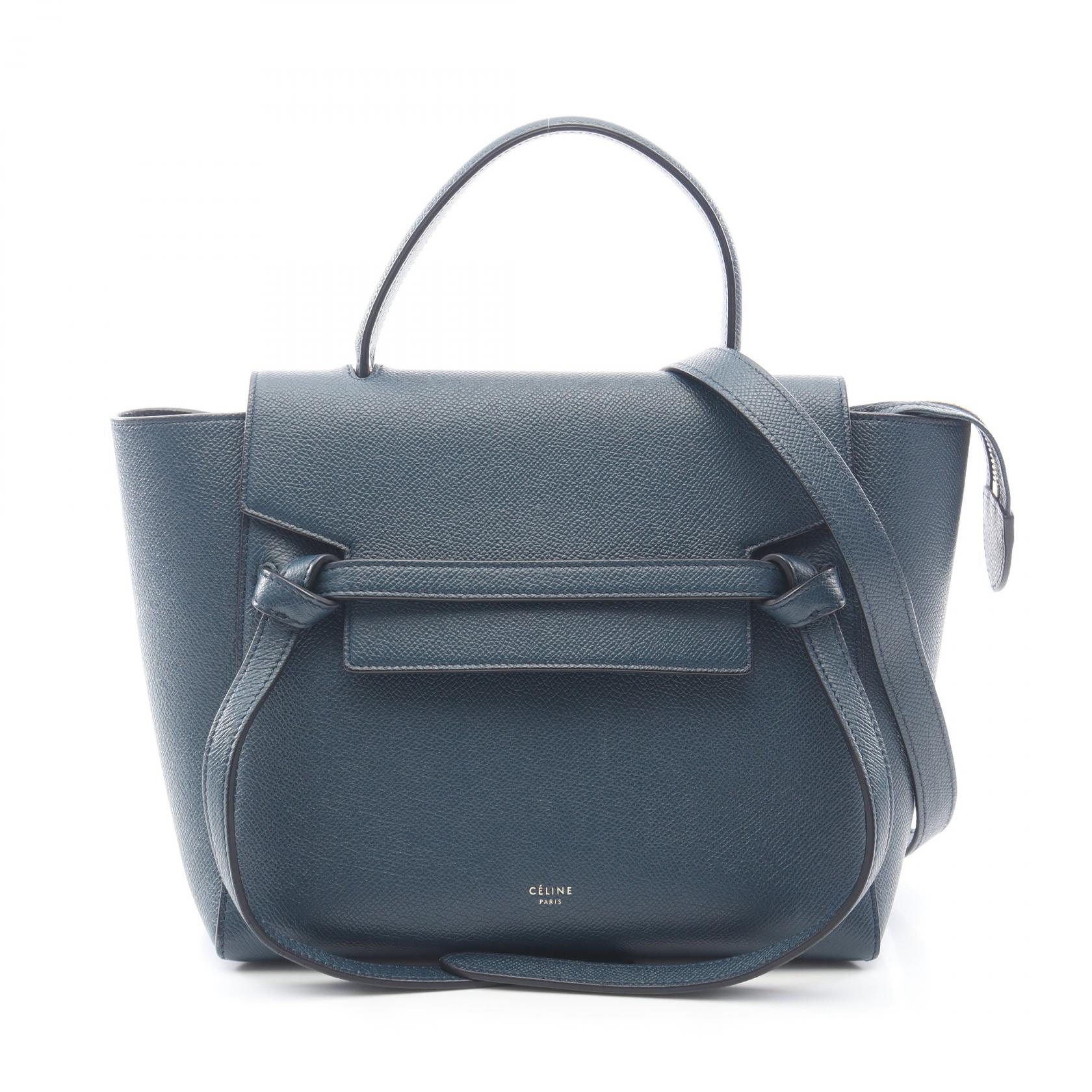 【SALE／1万円OFFクーポン】セリーヌ CELINE BELT BAG MICRO ベルトバッグ マイクロ 2WAY ハンドバッグ バッグ レザー レディース ブルー系 【中古】
