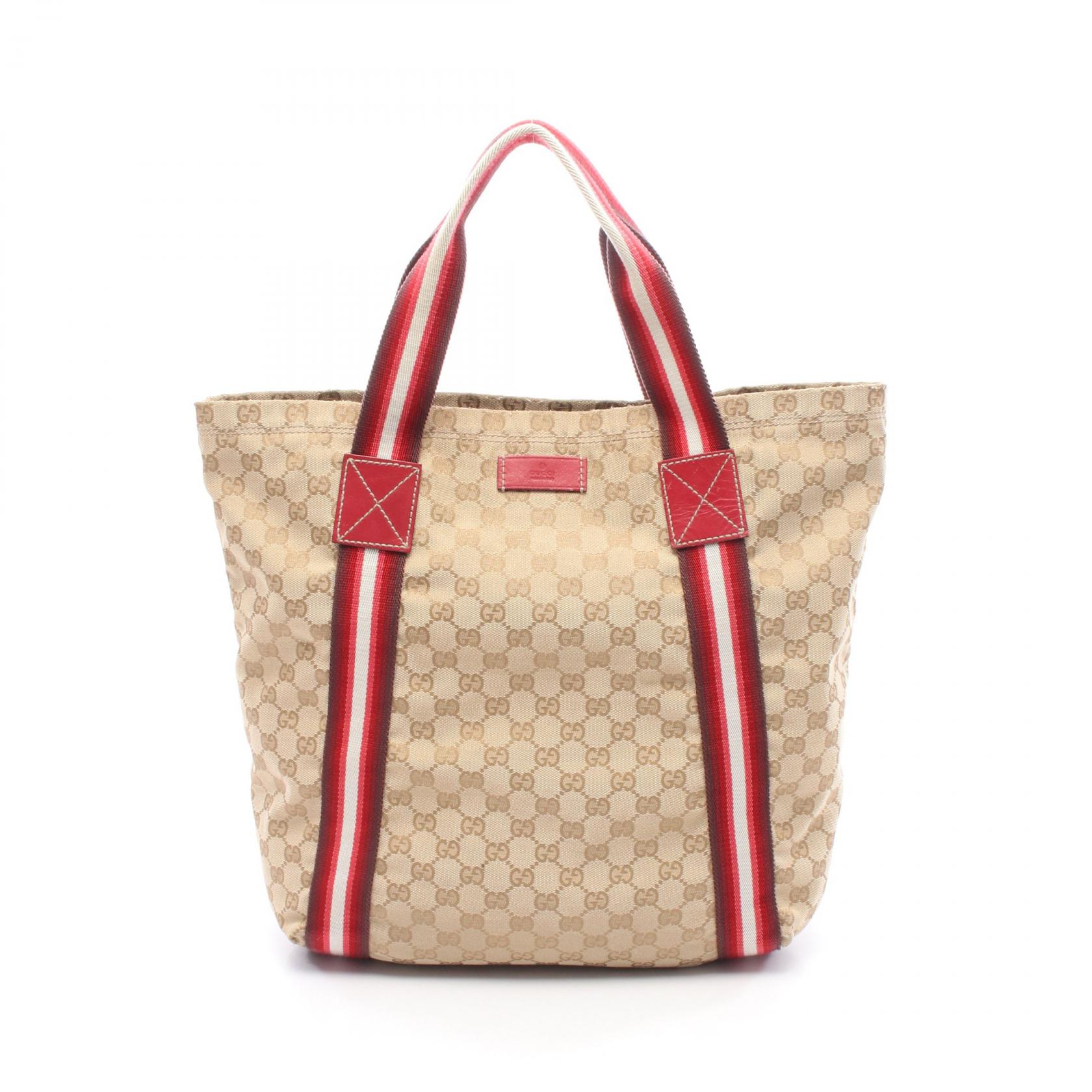 ≪15%OFFクーポン 7/19 20時～7/26 9:59≫グッチ GUCCI GGクリスタル トートバッグ バッグ キャンバス レザー レディース ベージュ系 / レッド系 / マルチカラー 189669 【中古】｜Mike Museum