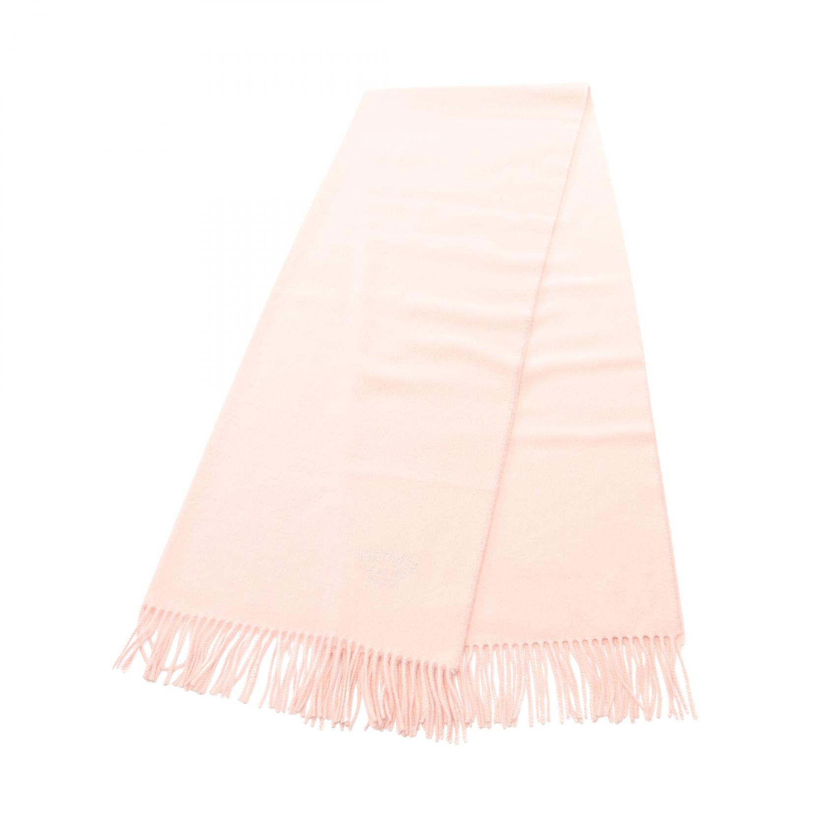 ≪10%OFFクーポン 7/19 20時～7/26 9:59≫エルメス HERMES ロゴ刺繍 大判 ストール 衣料品 カシミヤ レディース ピンク系 【中古】｜Mike Museum