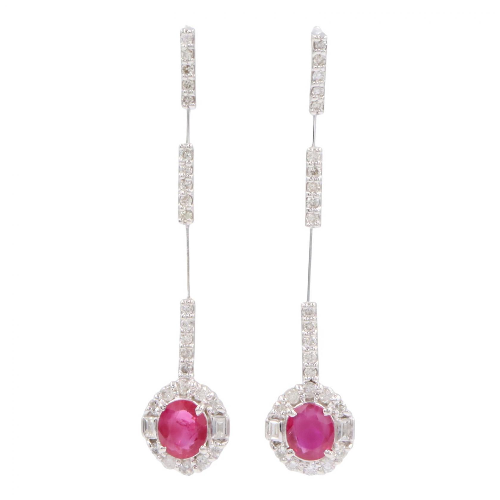 ジュエリー JEWELRY ルビー ダイヤモンド ピアス ピアス ジュエリー K18WG(ホワイトゴールド) ダイヤモンド ルビー レディース シルバー系 / クリア系 / レッド系 ルビー 4.5g 【中古】|Mike Museum