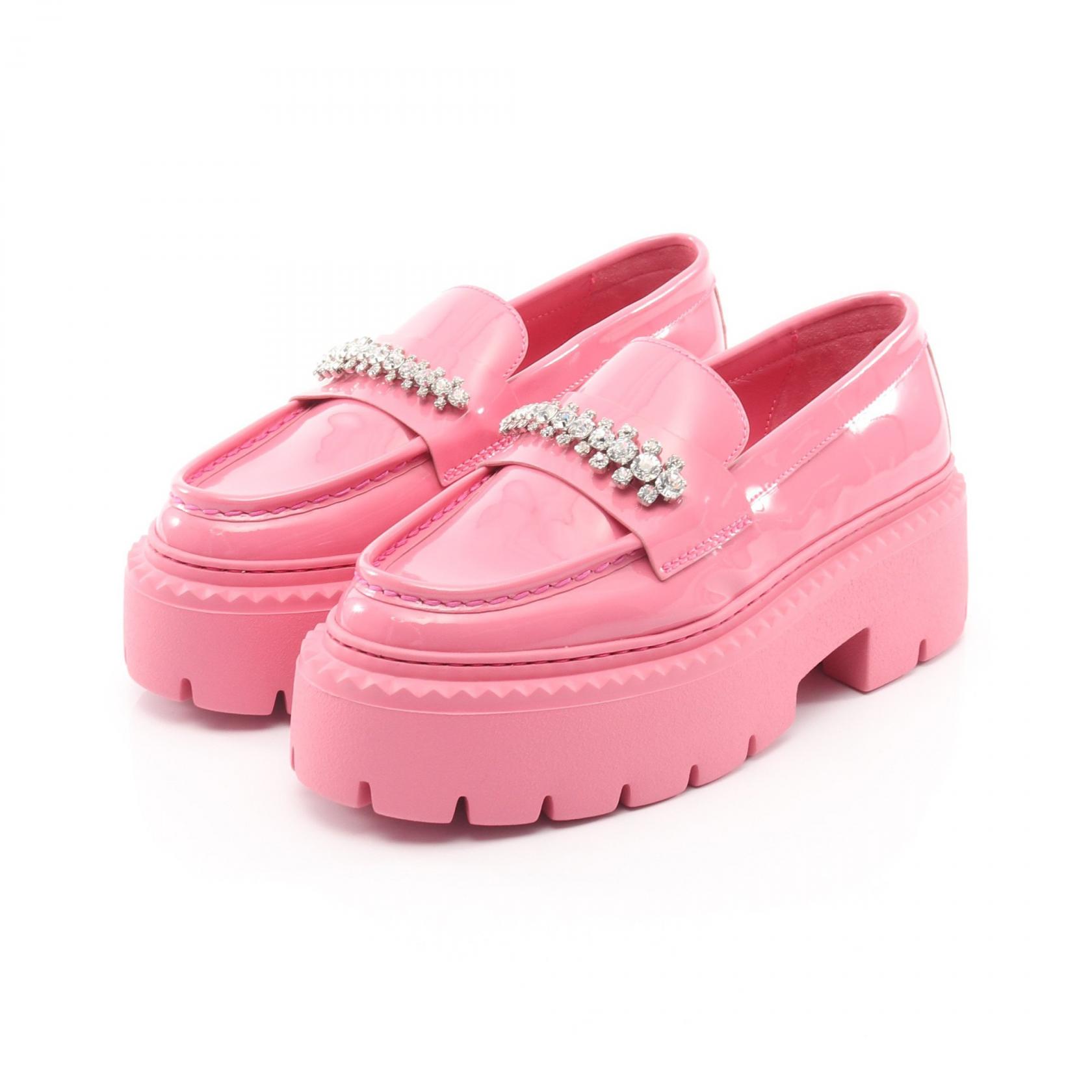 ジミーチュウ JIMMY CHOO Bryer ブライアー ローファー 靴 パテントレザー レディース ピンク系 【中古】