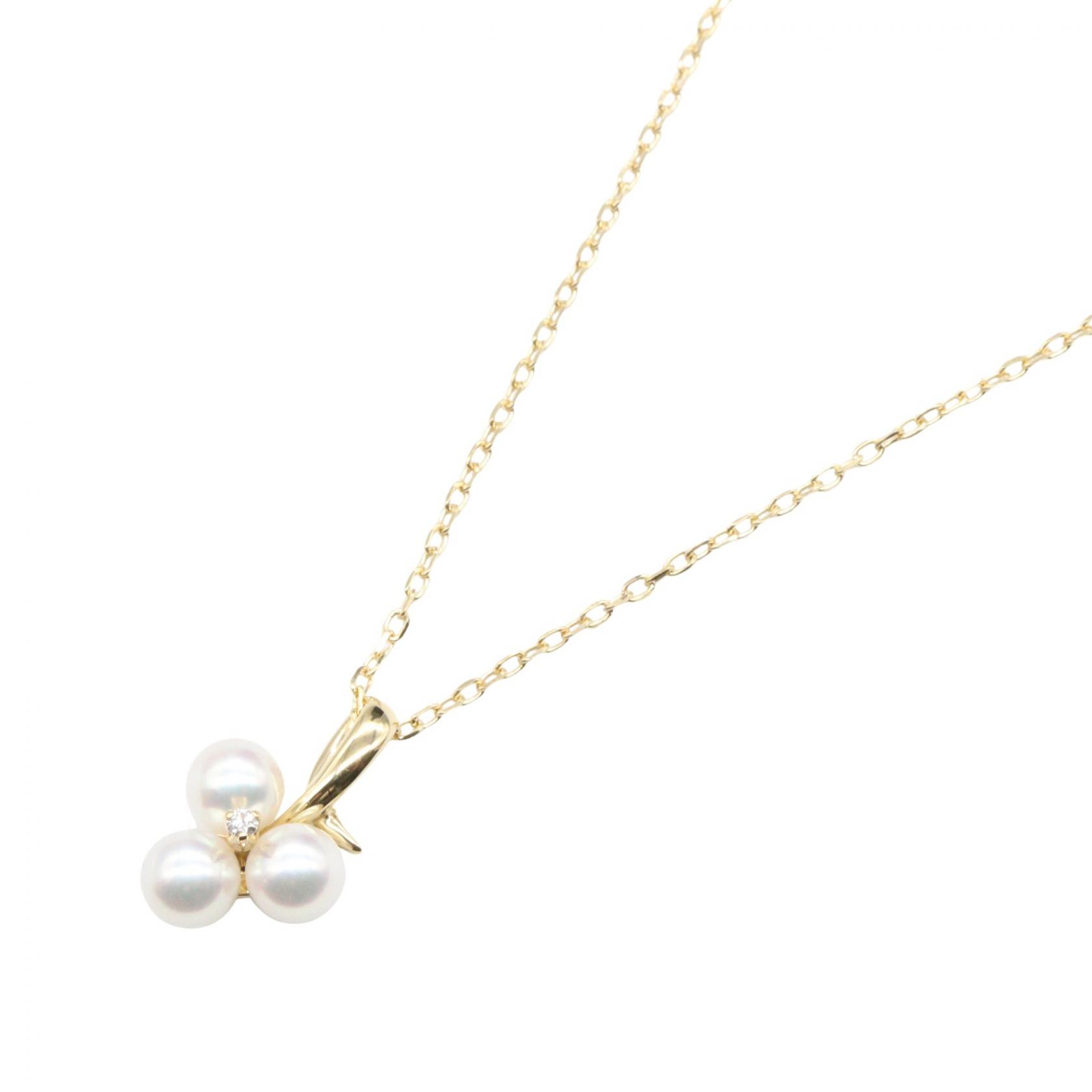 ≪10%OFFクーポン 7/19 20時~7/26 9:59≫ミキモト MIKIMOTO パール ダイヤ ネックレス ネックレス ジュエリー K18(イエローゴールド) ダイヤモンド パール レディース ゴールド系 / クリア系 / ホワイト系 【中古】|Mike Museum