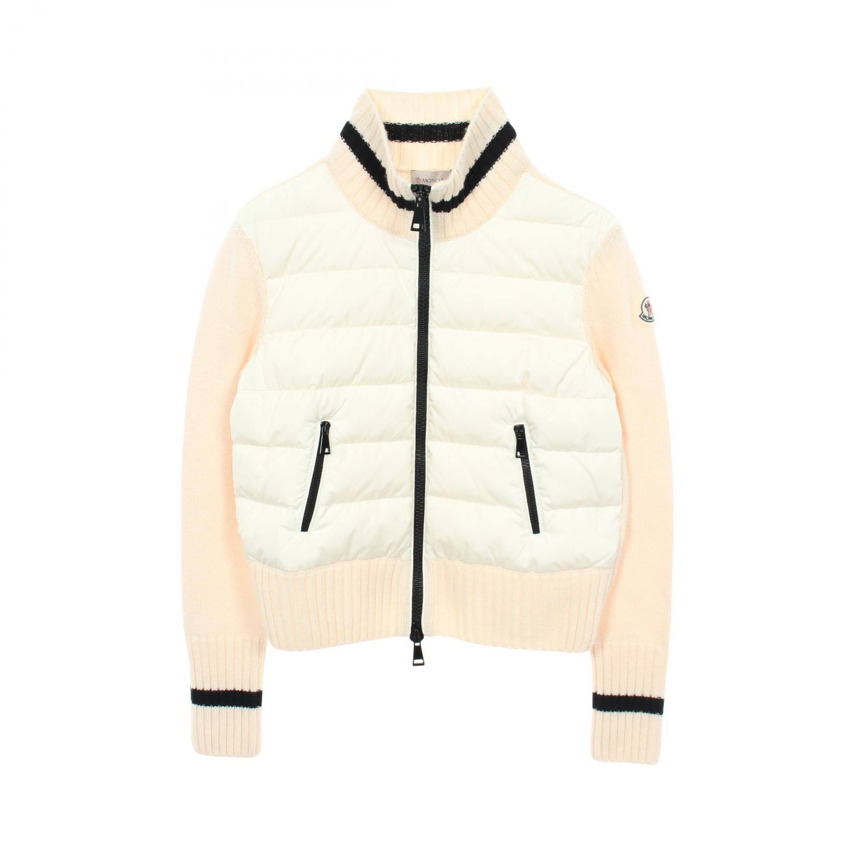 【P5倍&times;5%クーポン｜7/29 20時～8/2 23:59】モンクレール MONCLER ニット切替 ダウンジャケット 衣料品 アウター ナイロン ウール レディース ホワイト系 / アイボリー系 9B00004 【中古】｜Mike Museum