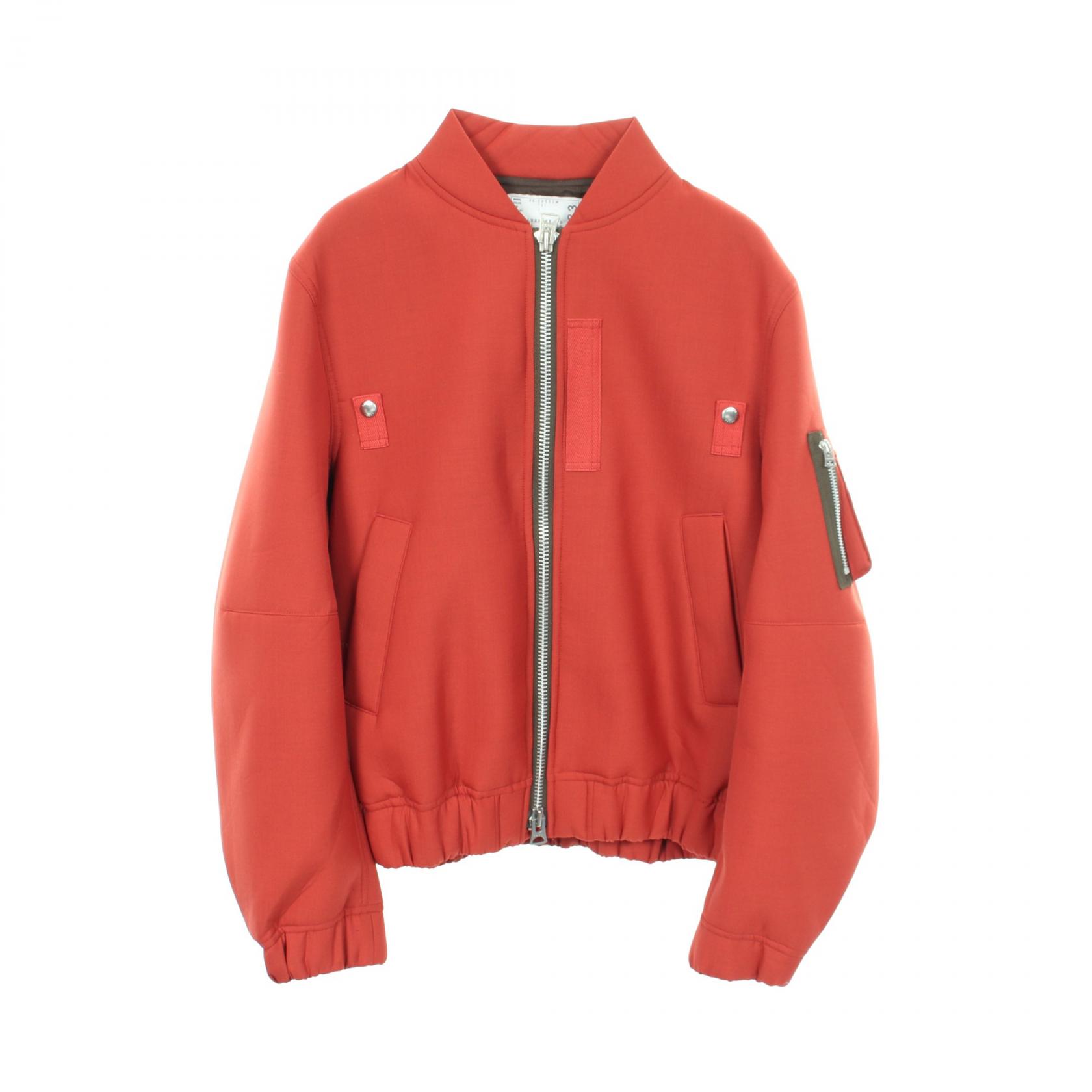 《全品5%クーポン×P5倍》サカイ Sacai Suiting Bonding Blouson ミリタリージャケット 衣料品 アウター ウール ポリエステル メンズ ブラウン系 / グリーン系 【中古】