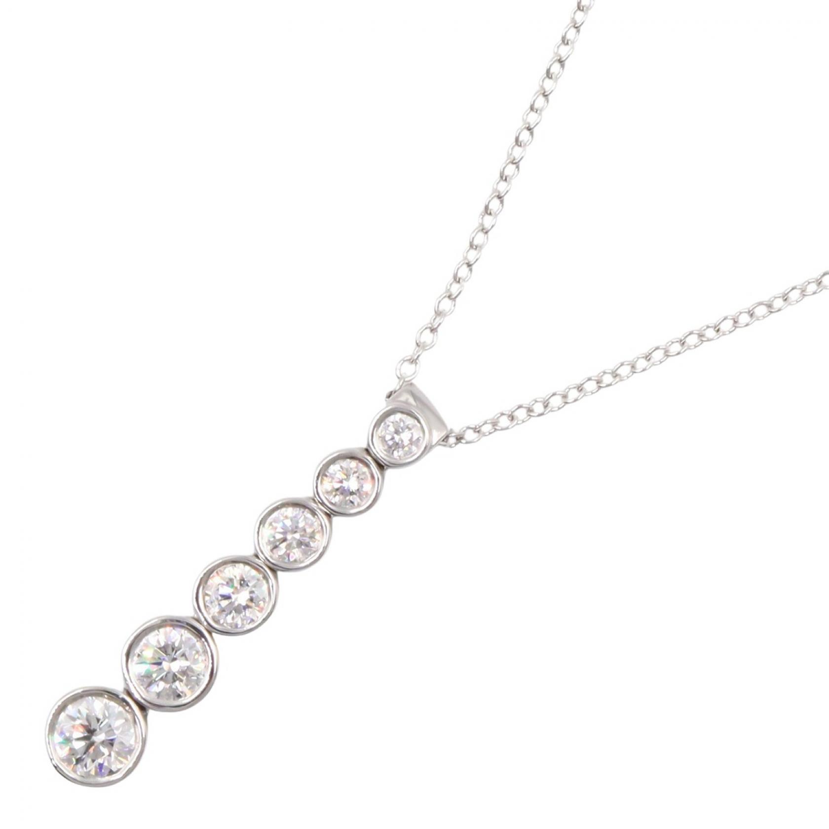 ティファニー TIFFANY＆CO ジャズ グラジュエイテッド ドロップ ダイヤ ネックレス ジュエリー Pt950プラチナ ダイヤモンド レディース シルバー系 / クリア系 【中古】