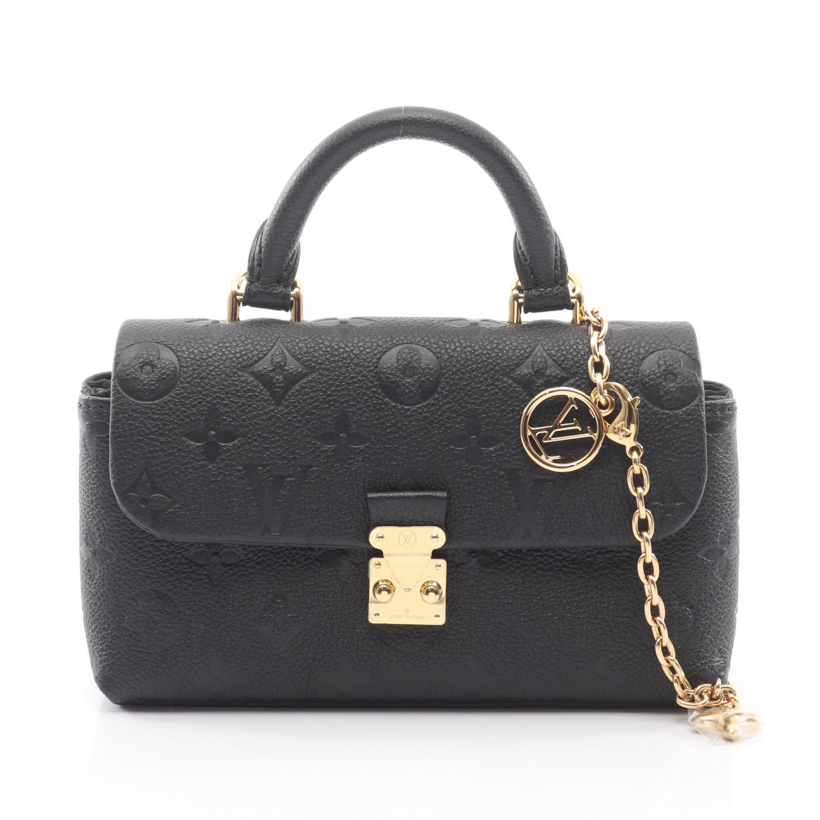 ルイ・ヴィトン LOUIS VUITTON ナノ マドレーヌ 2WAY ハンドバッグ バッグ レザー モノグラム・アンプラント レディース ブラック系 M12144 【中古】