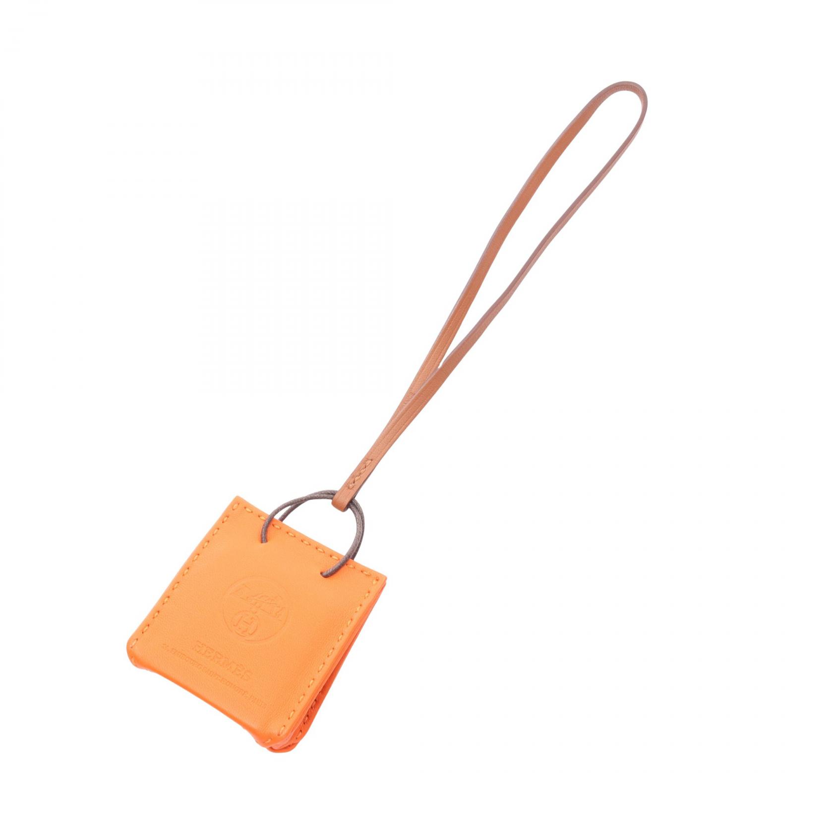≪10%OFFクーポン 7/19 20時~7/26 9:59≫エルメス HERMES サック オランジュ チャーム アクセサリー レザー アニョーミロ アニョーミロ レディース オレンジ系 / ブラウン系 【中古】|Mike Museum