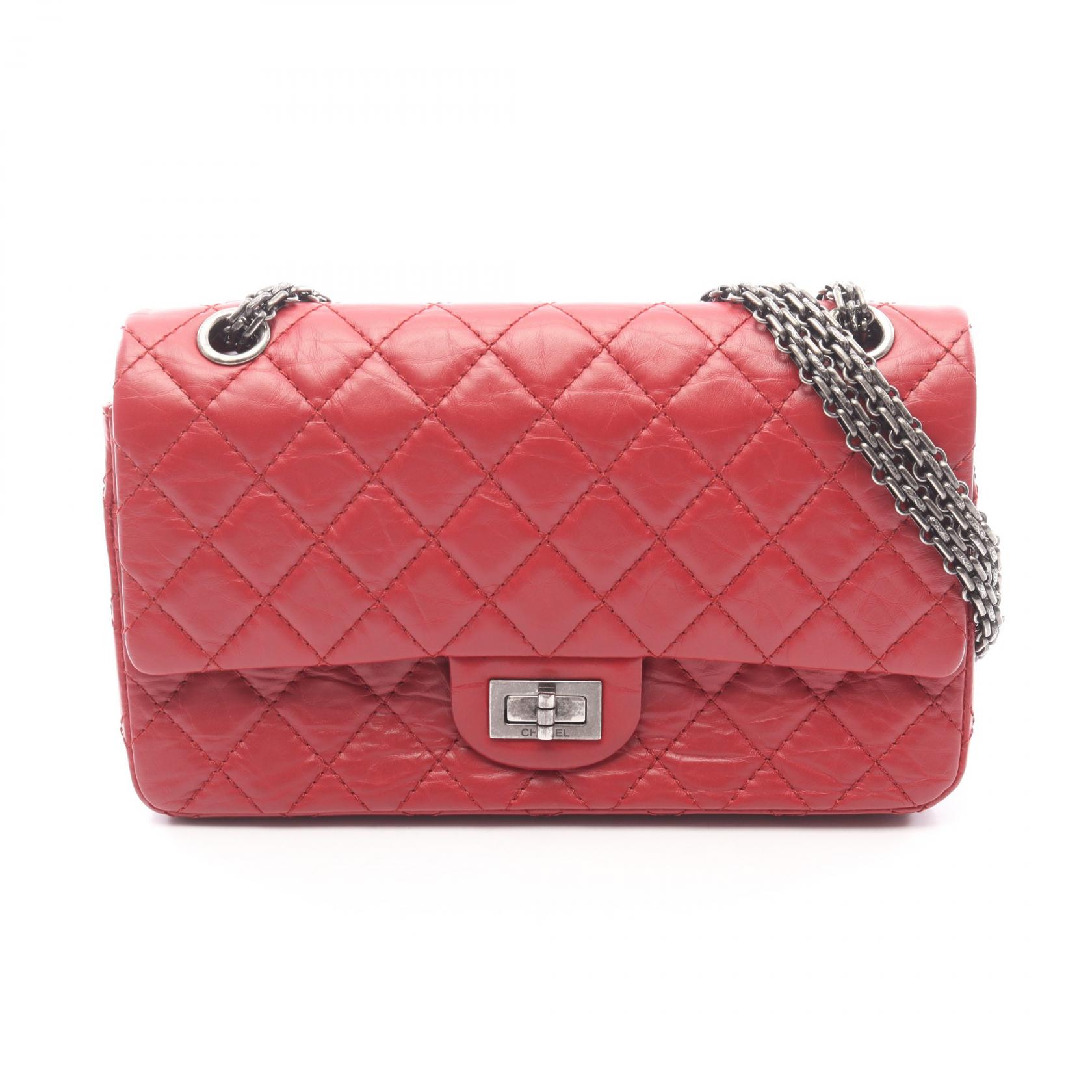 《全品5%クーポン×P5倍》シャネル CHANEL 2.55 マトラッセ マドモアゼルチェーン ショルダーバッグ バッグ カーフ（牛革） レディース レッド系 【中古】