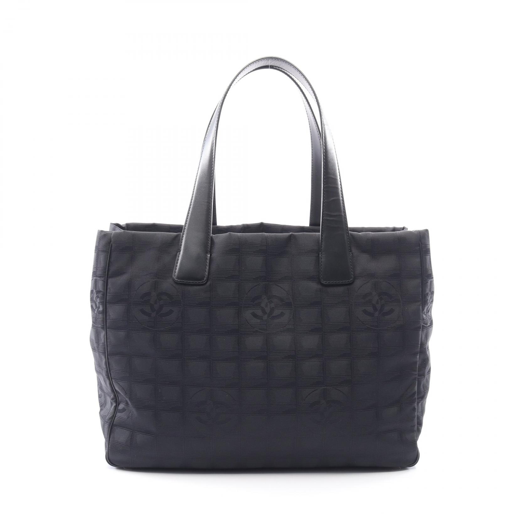 【ポイント5倍/~4/10(金)23:59】シャネル CHANEL ニュートラベルラインMM トートバッグ バッグ レザー ナイロンキャンバス レディース ブラック系 A15991 【中古】
