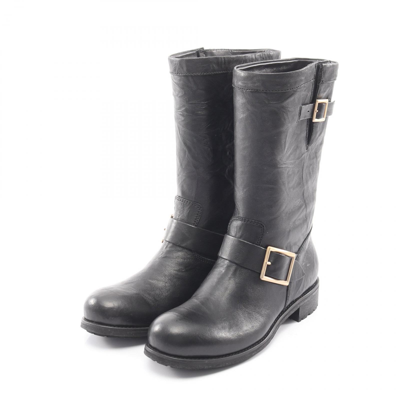 《全品5%クーポン×P5倍》ジミーチュウ JIMMY CHOO ブーツ 靴 レザー レディース ブラック系 【中古】