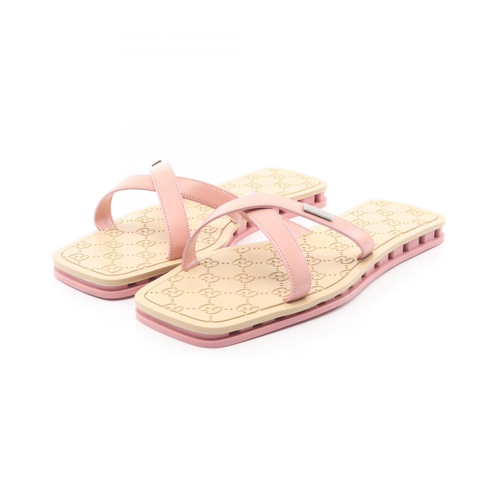 グッチ GUCCI GG柄 ビーチサンダル サンダル 靴 レザー ラバー レディース ピンク系 / ベージュ系 【中古】 19,320円