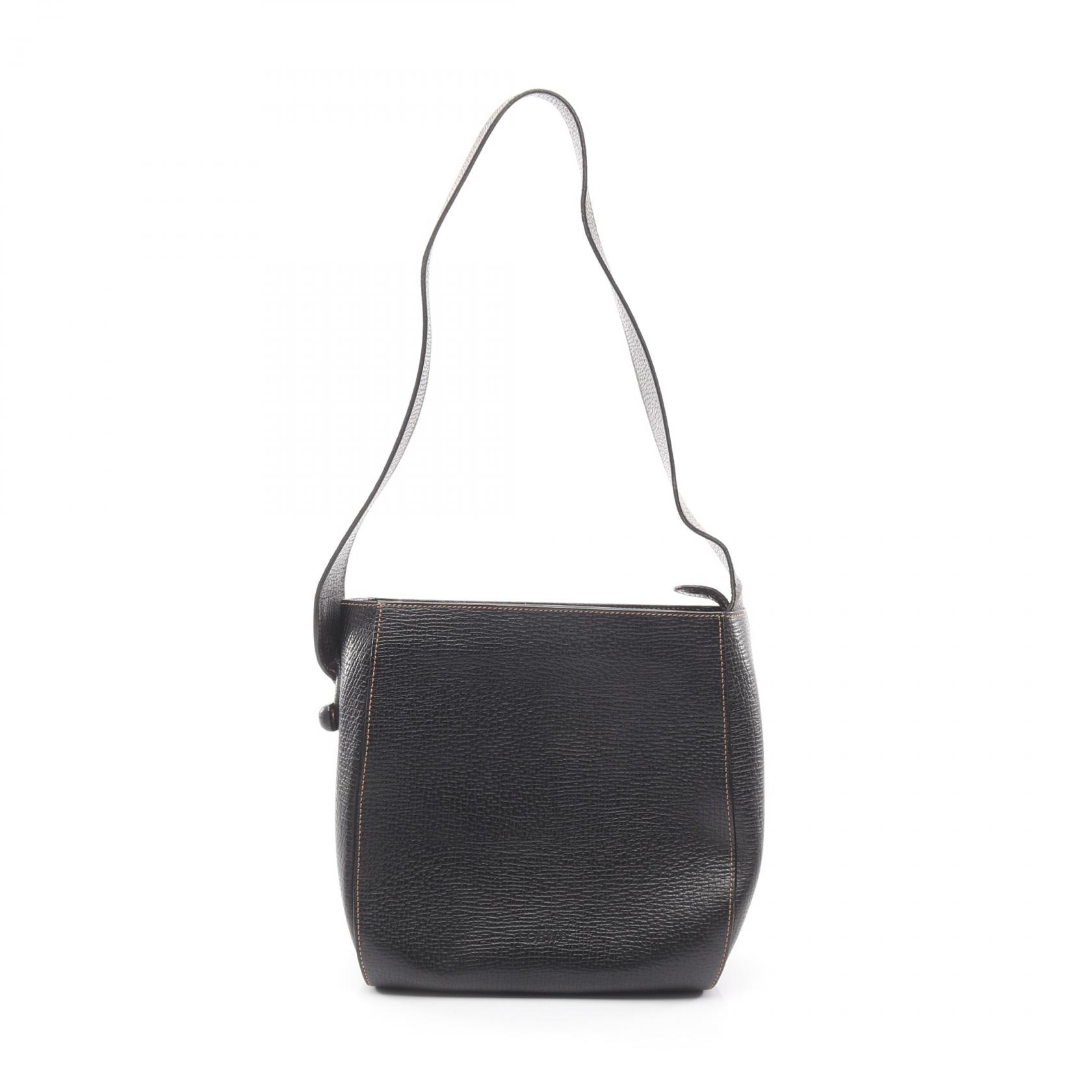 ≪15%OFFクーポン 7/19 20時~7/26 9:59≫ロエベ LOEWE 型押しロゴ ショルダーバッグ バッグ レザー レディース ブラック系 【中古】|Mike Museum