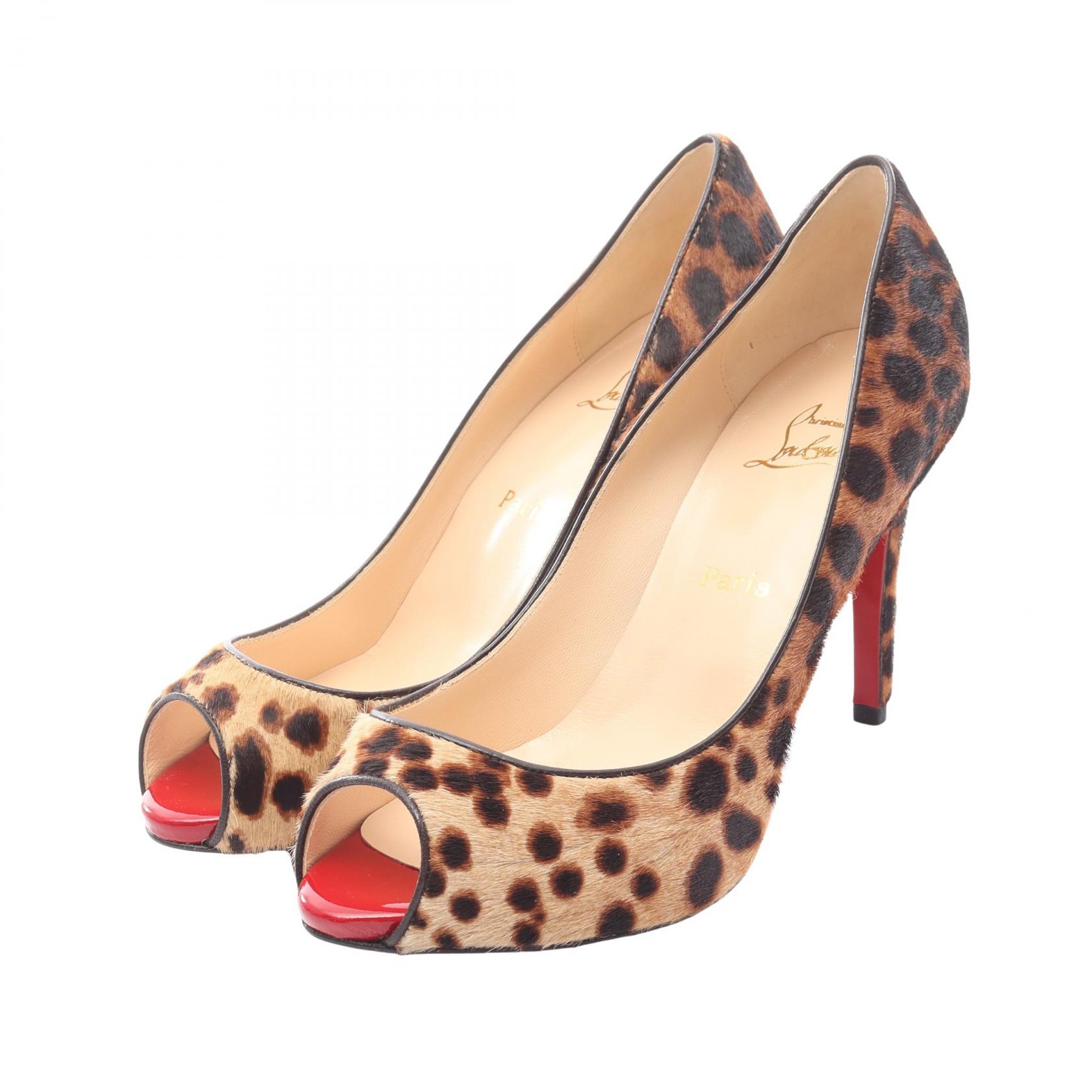 《全品5%クーポン×P5倍》クリスチャンルブタン Christian Louboutin オープントゥ パンプス 靴 レザー レディース ベージュ系 / ブラウン系 【中古】 15,444円