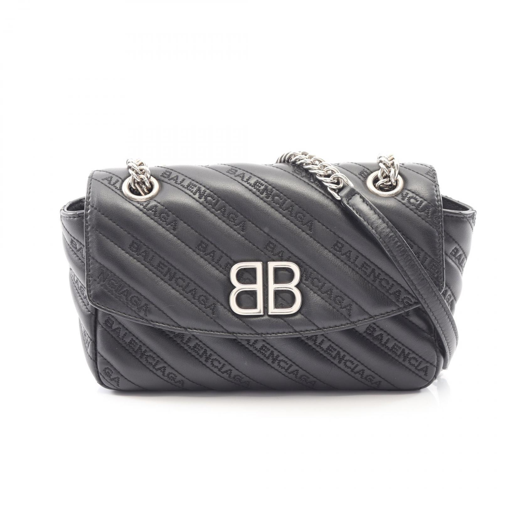 【SALE／1万円OFFクーポン】バレンシアガ BALENCIAGA BBロゴ ショルダーバッグ バッグ レザー レディース ブラック系 501681 【中古】