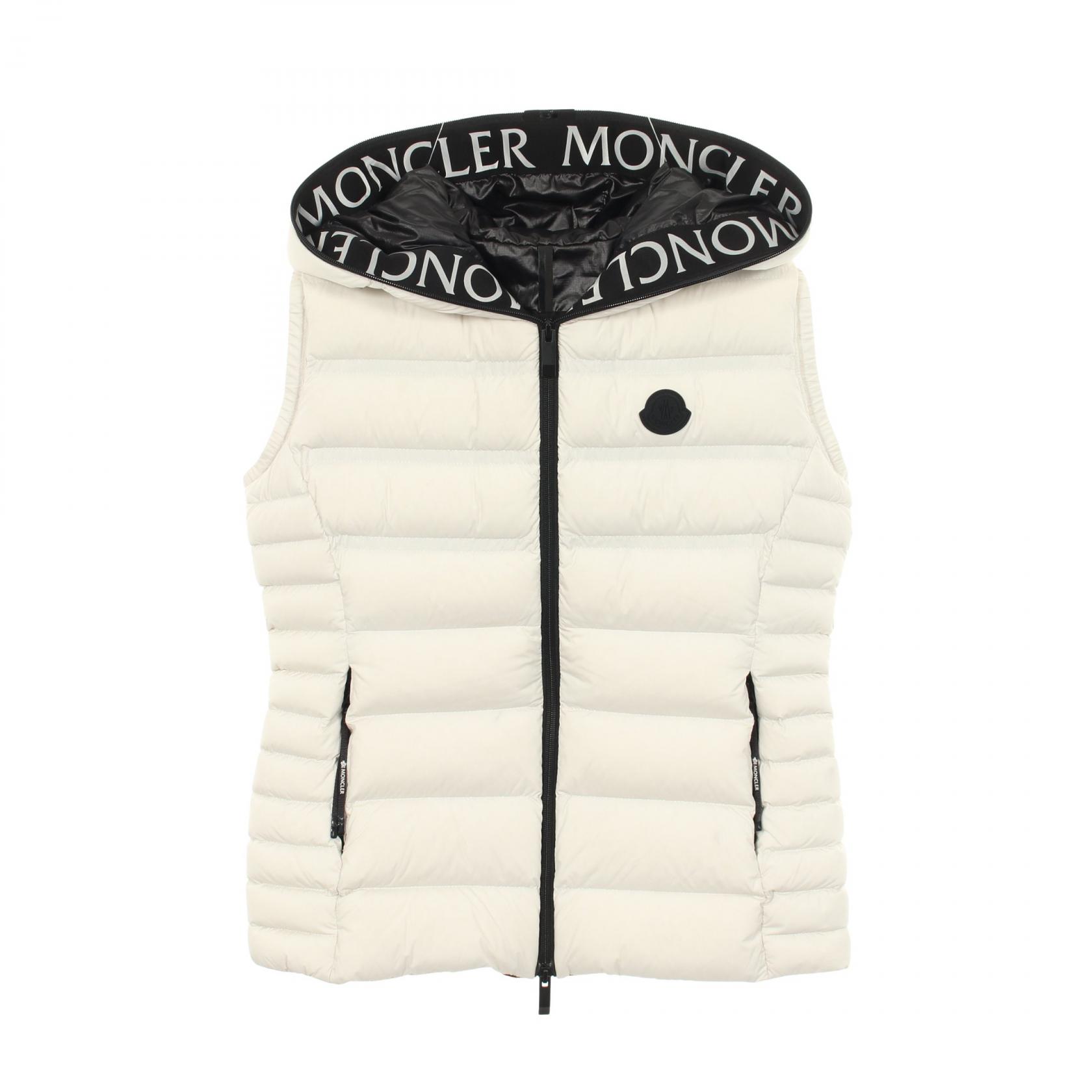 【SALE／1万円OFFクーポン】モンクレール MONCLER ALITERSE フード付き ダウンベスト 衣料品 アウター ナイロン レディース ホワイト系 / ブラック系 1A00022 【中古】