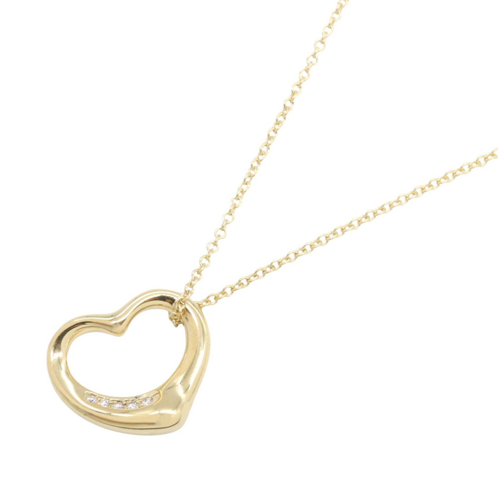 《全品5%クーポン×P5倍》ティファニー TIFFANY＆CO オープンハート ネックレス 5PD ネックレス ジュエリー K18（イエローゴールド） ダイヤモンド レディース ゴールド系 / クリア系 【中古】