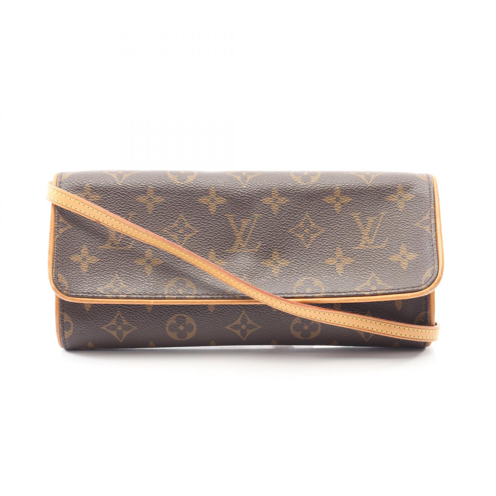 ルイ・ヴィトン LOUIS VUITTON ポシェットツインGM ショルダーバッグ バッグ PVCコーティングキャンバス レザー モノグラム レディース ブラウン系 M51852 【中古】