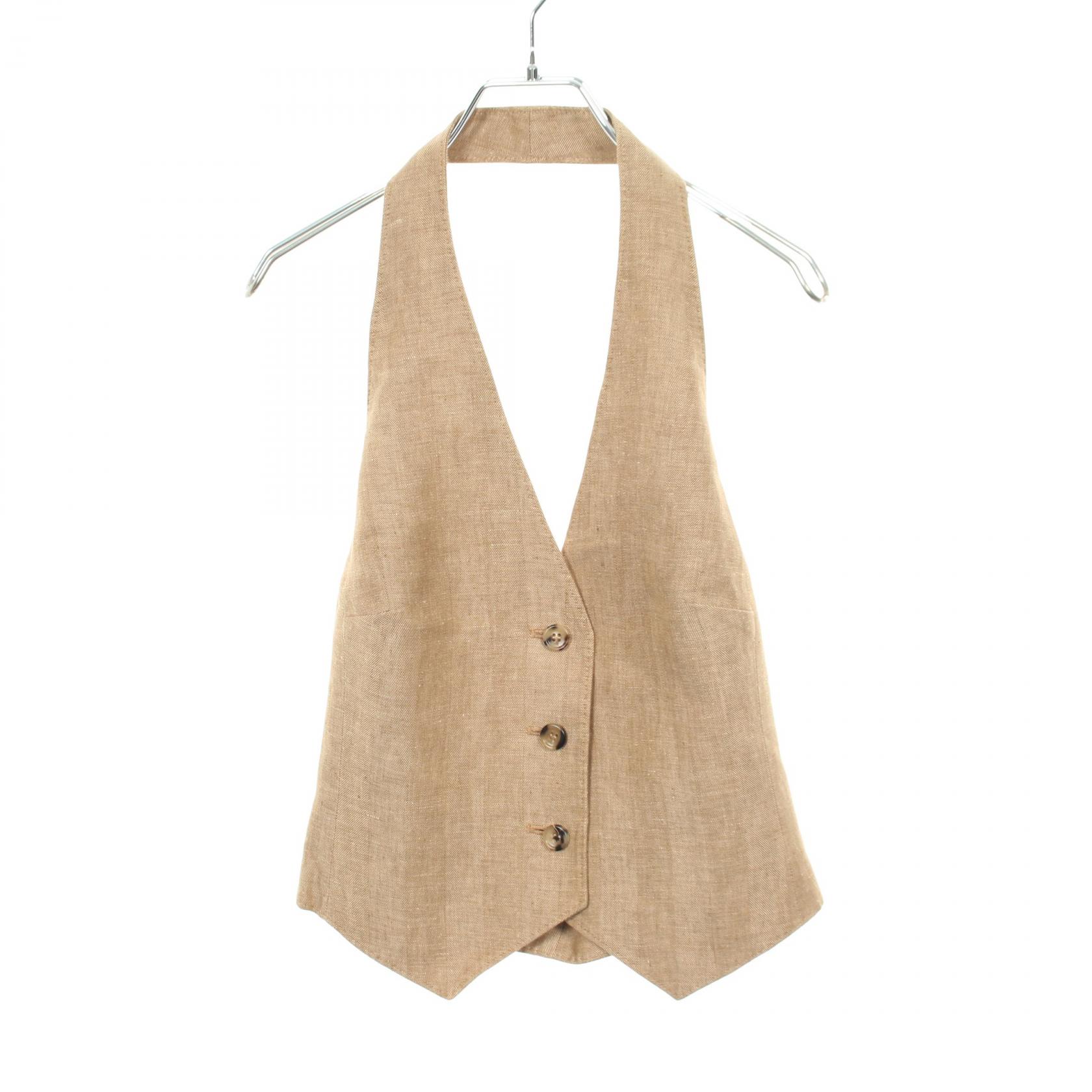 ≪10%OFFクーポン 7/19 20時~7/26 9:59≫マックスマーラ MAX MARA SAURO サウロ ピュア ジレ ベスト 衣料品 トップス ファブリック レディース ベージュ系 【中古】|Mike Museum