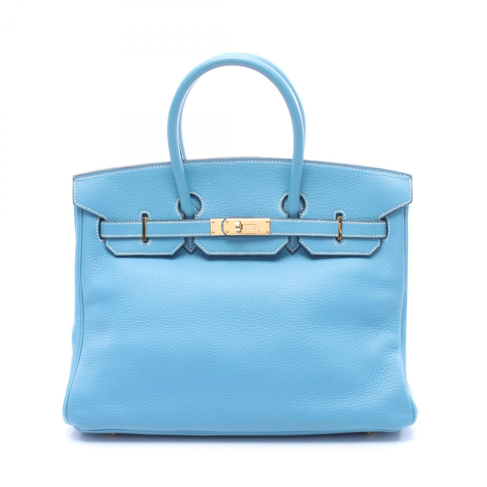 エルメス HERMES バーキン35 ハンドバッグ バッグ レザー トリヨンクレマンス トリヨンクレマンス レディース ブルー系 【中古】